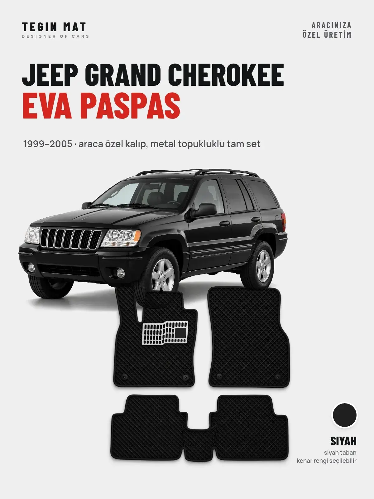 Jeep Grand Cherokee EVA Oto Paspas Tam Set (1999–2005) Siyah – Araca Özel Kalıp (1)
