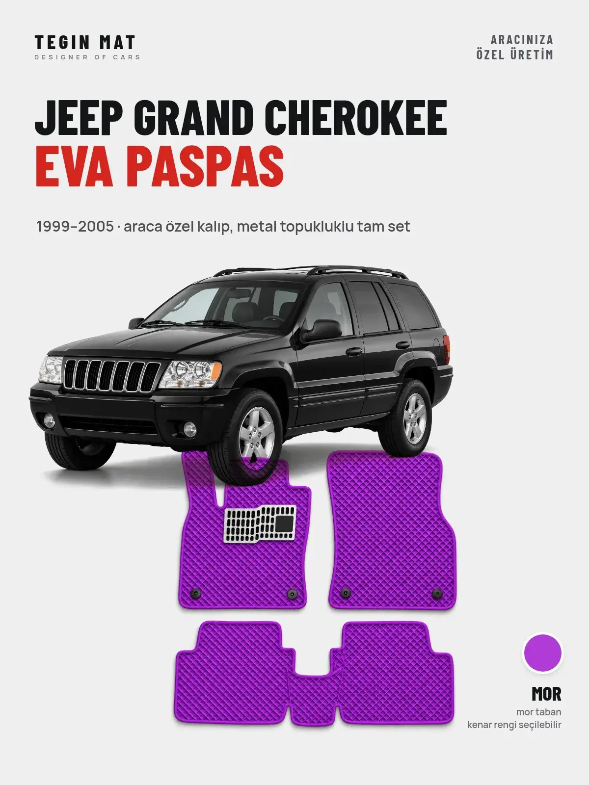 Jeep Grand Cherokee EVA Oto Paspas Tam Set (1999–2005) Mor – Araca Özel Kalıp (1)