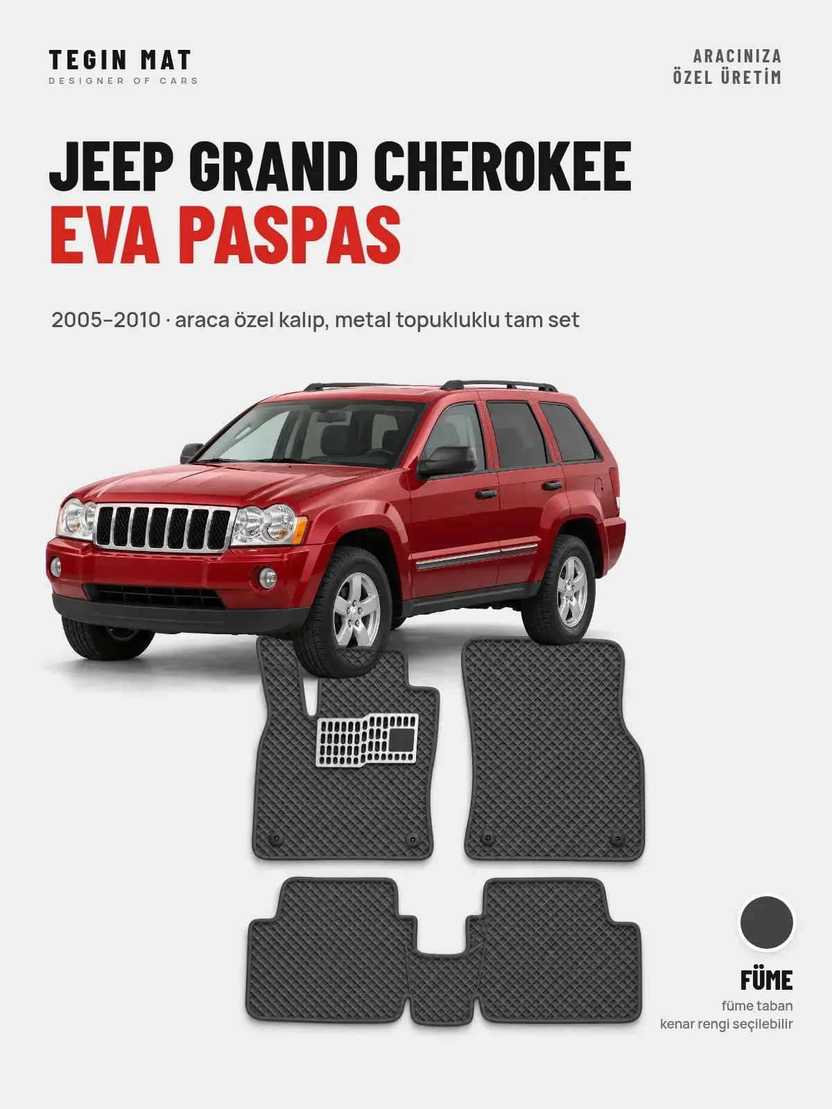 Jeep Grand Cherokee EVA Oto Paspas Tam Set (2005–2010) Füme – Araca Özel Kalıp (1)