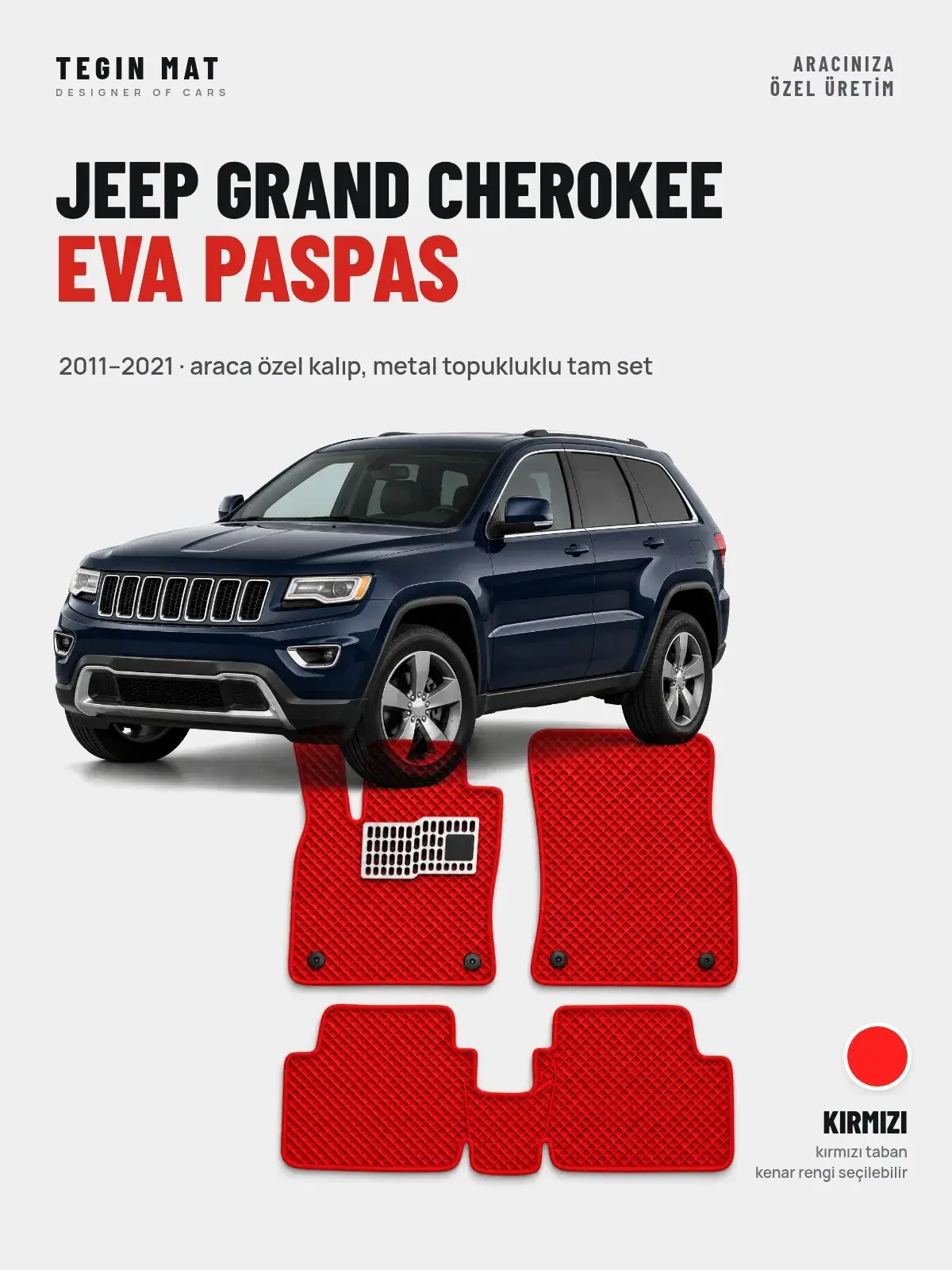 Jeep Grand Cherokee EVA Oto Paspas Tam Set (2011–2021) Kırmızı – Araca Özel Kalıp (1)