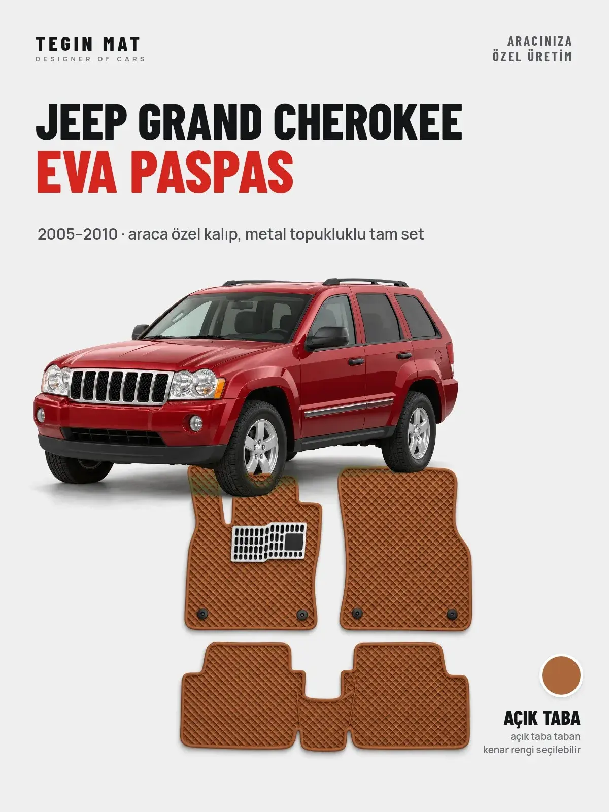 Jeep Grand Cherokee EVA Oto Paspas Tam Set (2005–2010) Açık Taba – Araca Özel Kalıp (1)