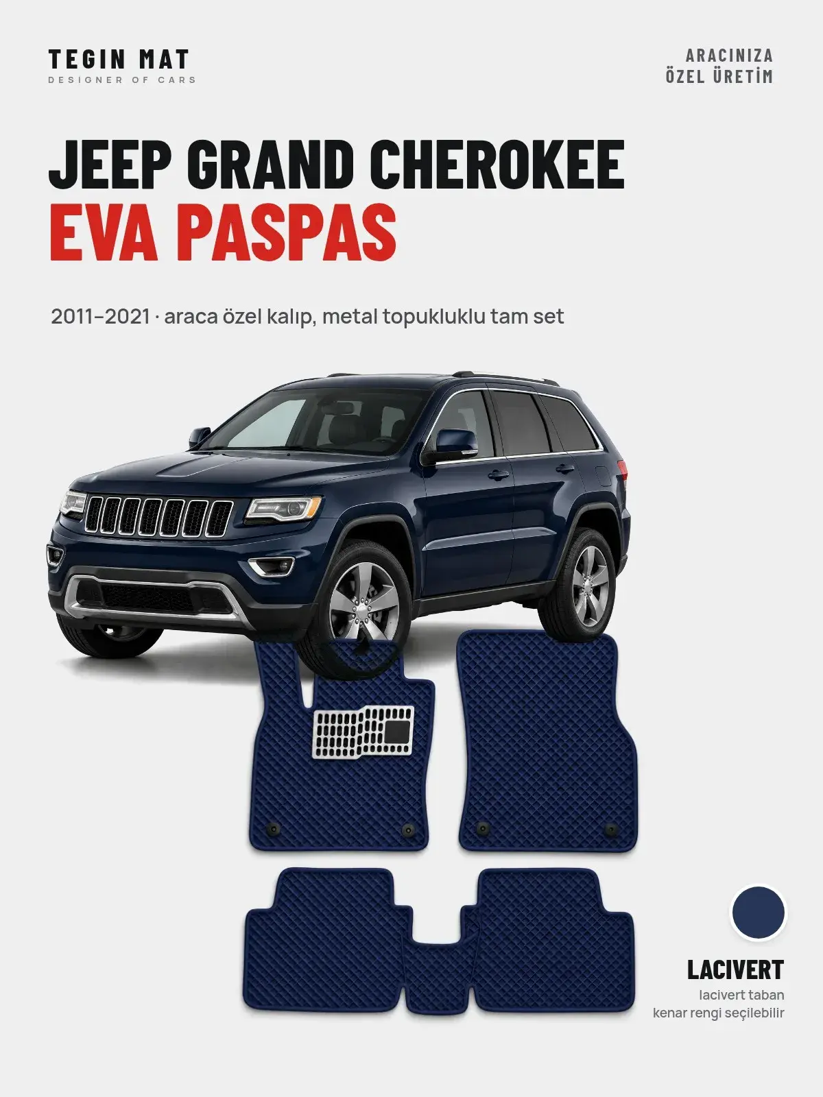 Jeep Grand Cherokee EVA Oto Paspas Tam Set (2011–2021) Lacivert – Araca Özel Kalıp (1)