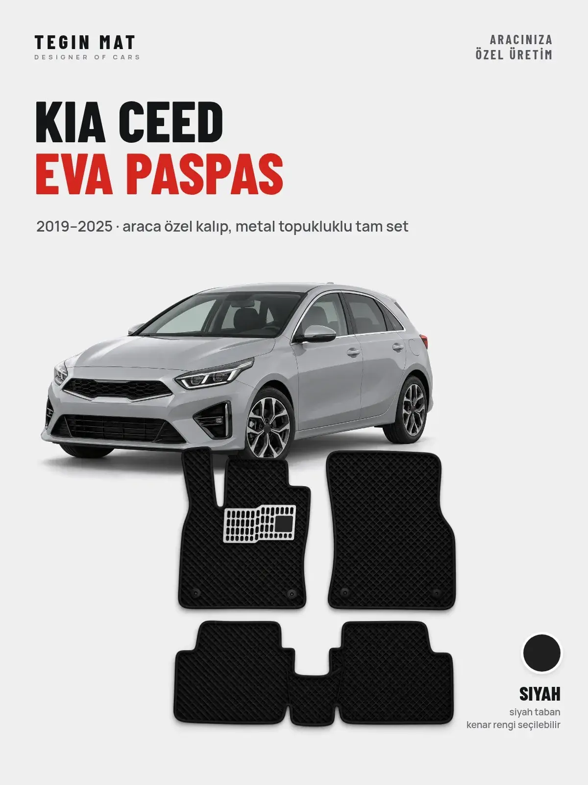 Kia Ceed EVA Oto Paspas Tam Set (2019–2025) Siyah – Araca Özel Kalıp (1)