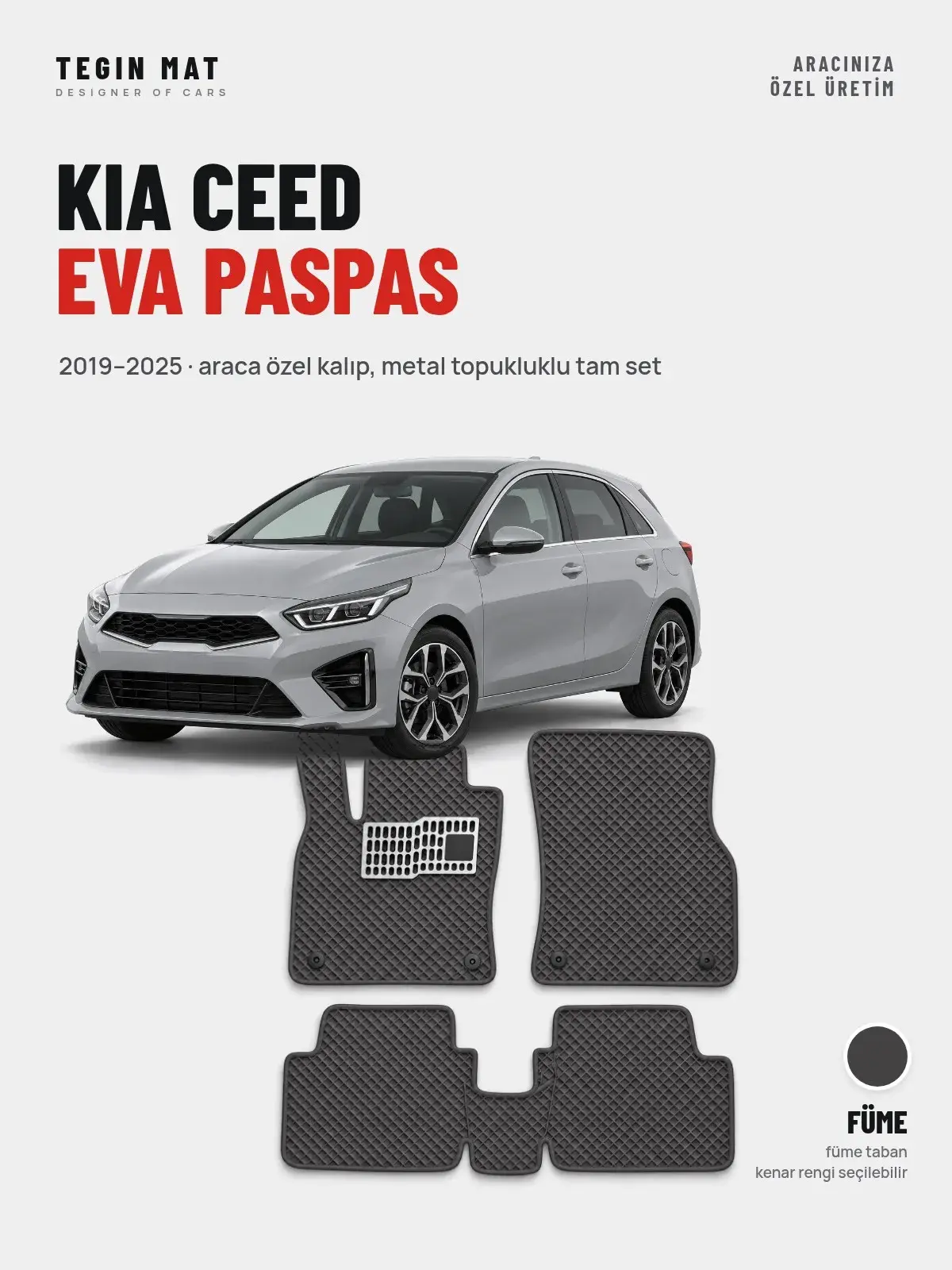 Kia Ceed EVA Oto Paspas Tam Set (2019–2025) Füme – Araca Özel Kalıp (1)