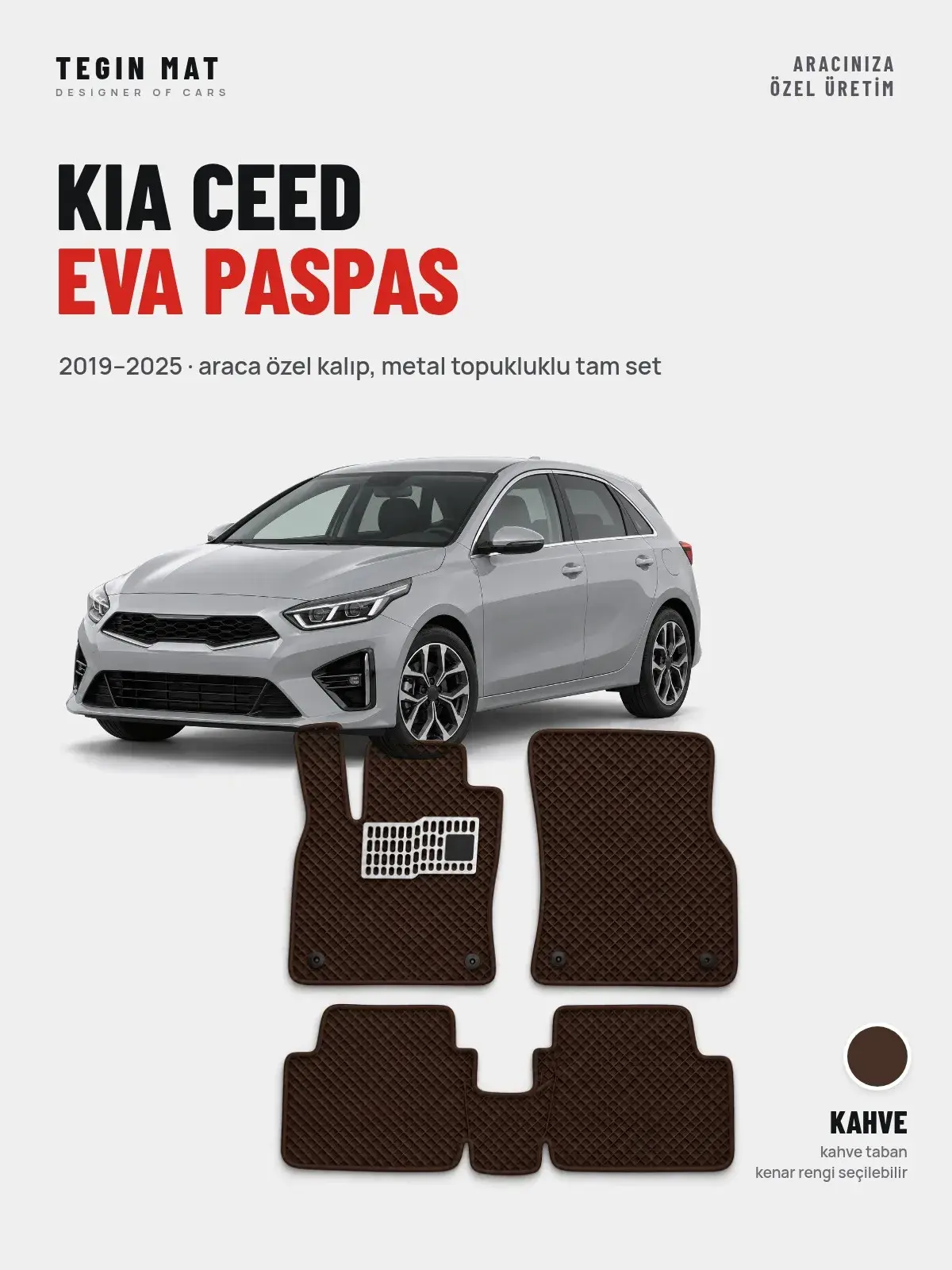 Kia Ceed EVA Oto Paspas Tam Set (2019–2025) Kahve – Araca Özel Kalıp (1)