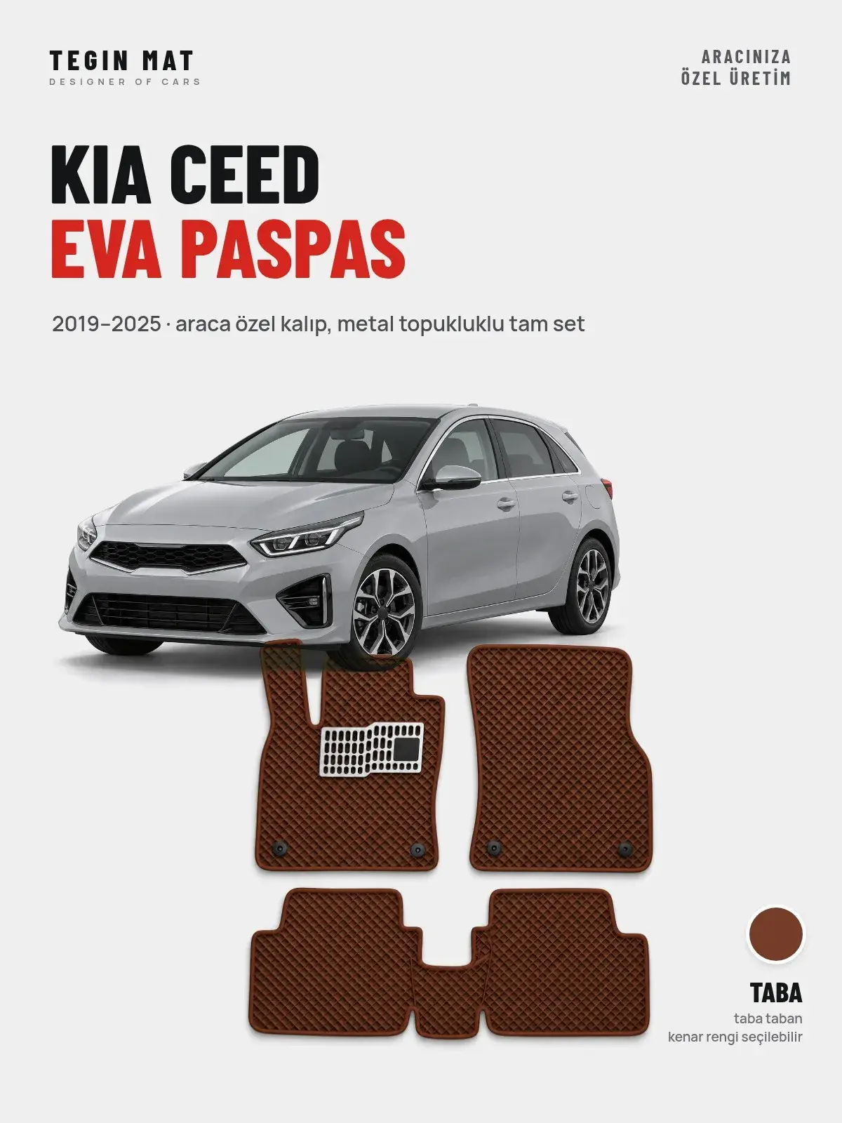 Kia Ceed EVA Oto Paspas Tam Set (2019–2025) Taba – Araca Özel Kalıp (1)