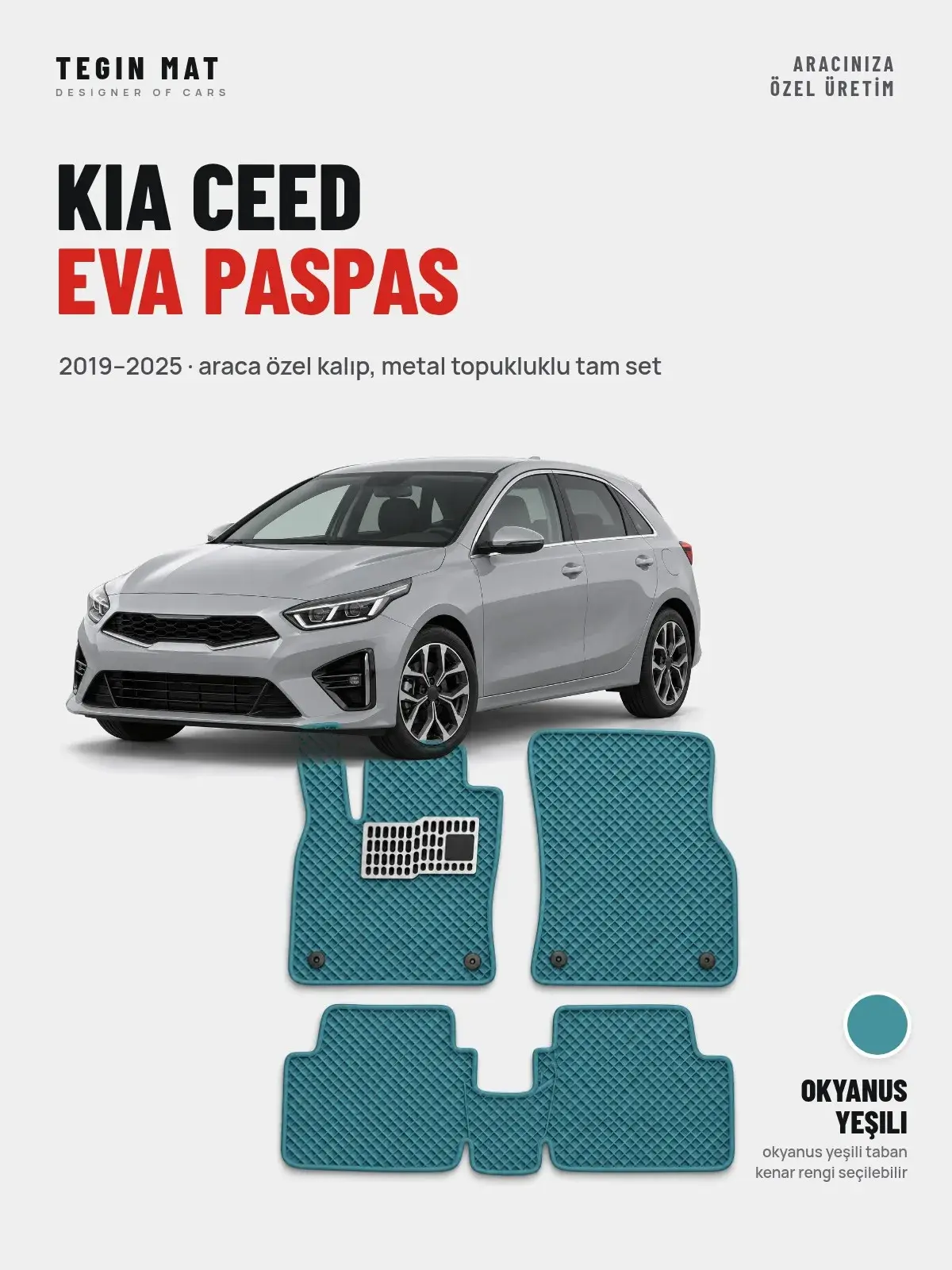Kia Ceed EVA Oto Paspas Tam Set (2019–2025) Okyanus Yeşili – Araca Özel Kalıp (1)