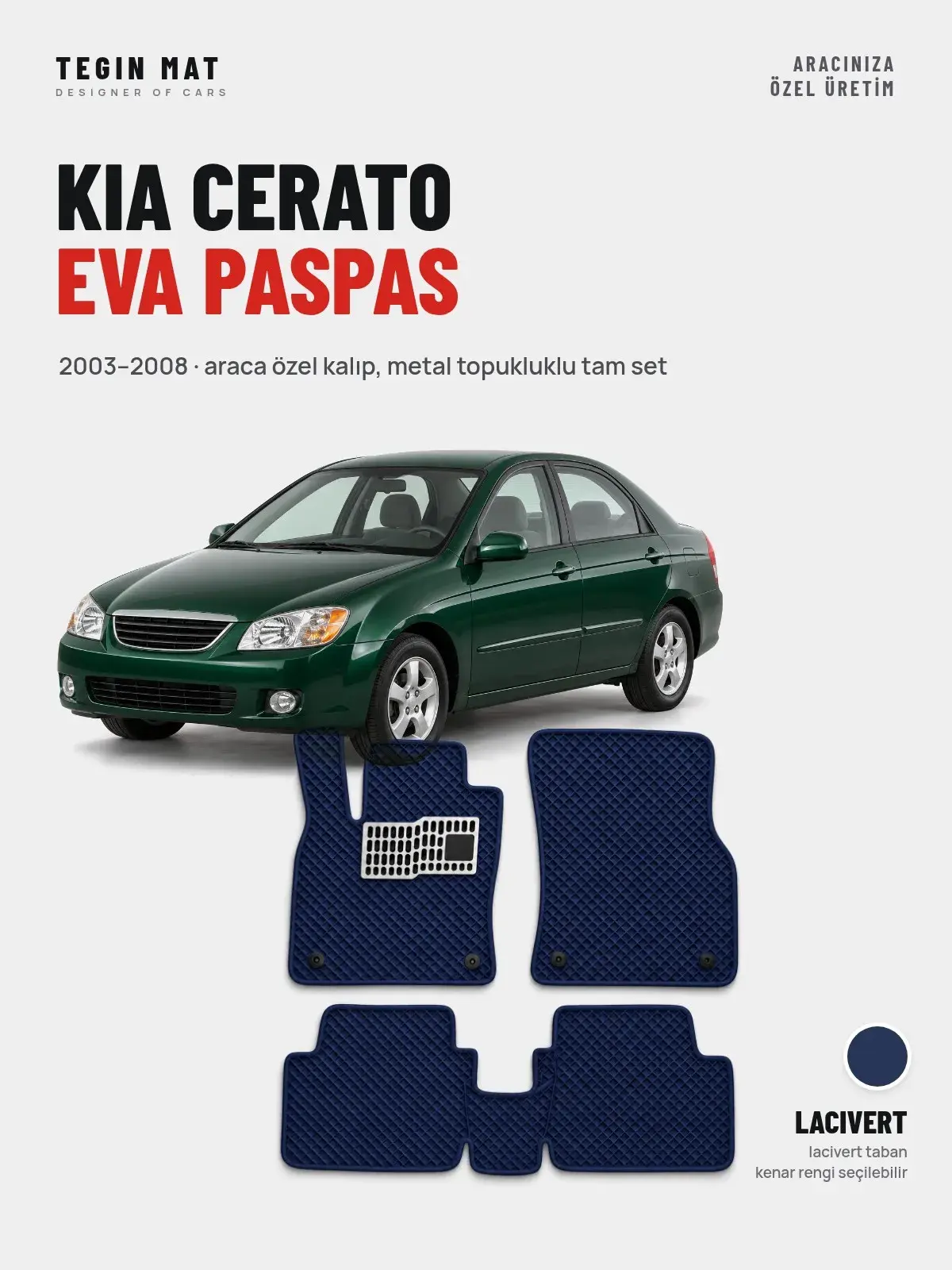 Kia Cerato EVA Oto Paspas Tam Set (2003–2008) Lacivert – Araca Özel Kalıp (1)