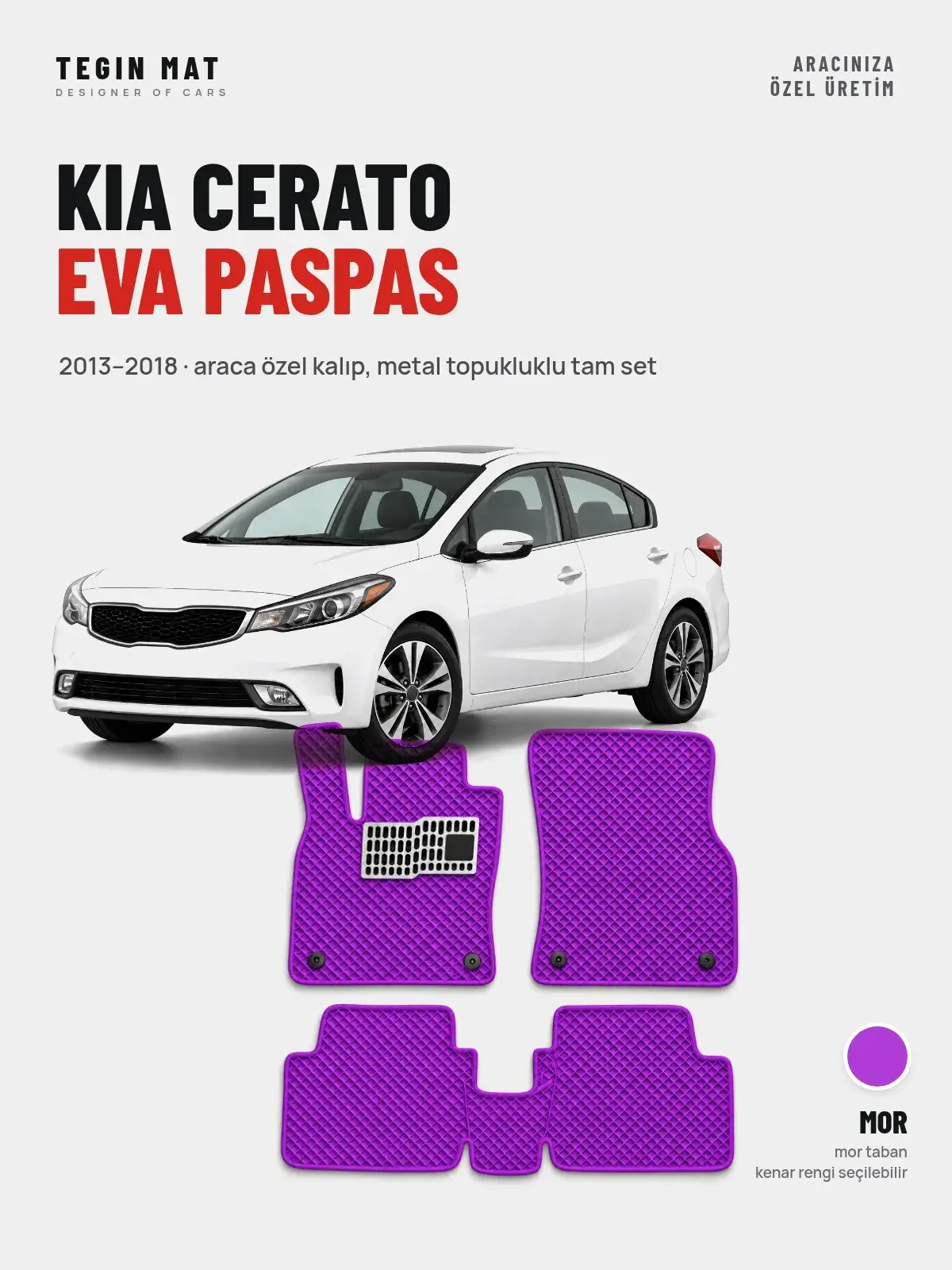 Kia Cerato EVA Oto Paspas Tam Set (2013–2018) Mor – Araca Özel Kalıp (1)