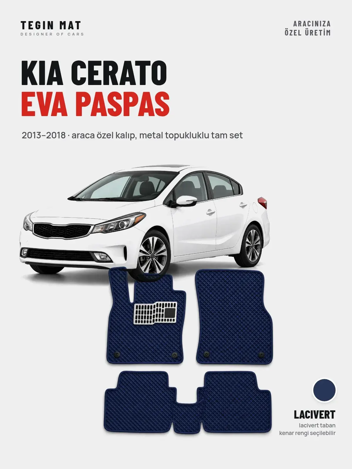 Kia Cerato EVA Oto Paspas Tam Set (2013–2018) Lacivert – Araca Özel Kalıp (1)