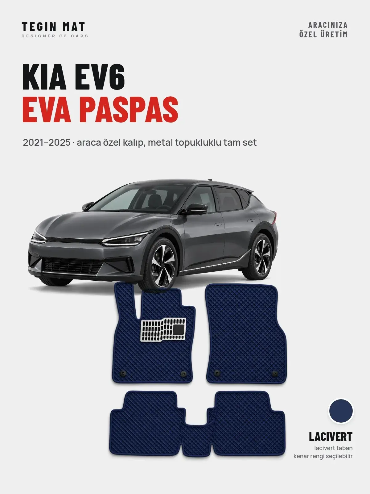 Kia EV6 EVA Oto Paspas Tam Set (2021–2025) Lacivert – Araca Özel Kalıp (1)