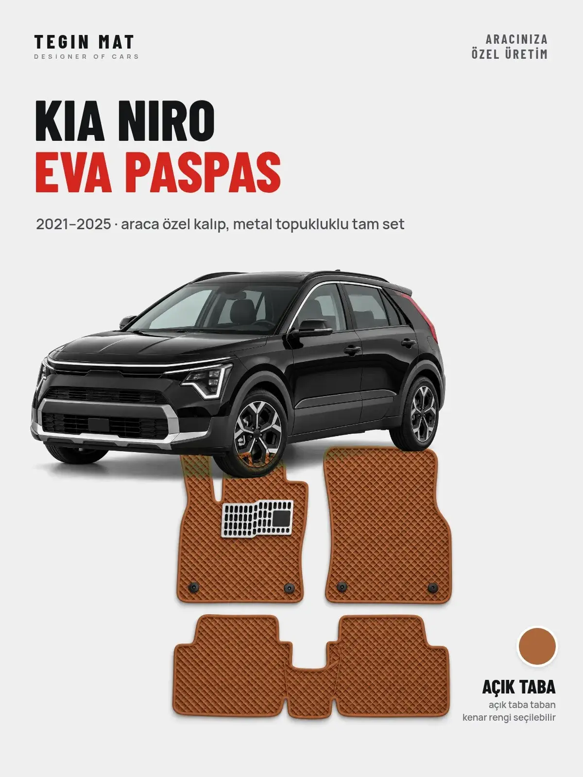 Kia Niro EVA Oto Paspas Tam Set (2021–2025) Açık Taba – Araca Özel Kalıp (1)