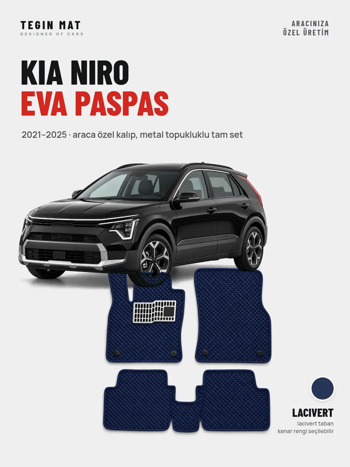 Kia Niro EVA Oto Paspas Tam Set (2021–2025) Lacivert – Araca Özel Kalıp (1)
