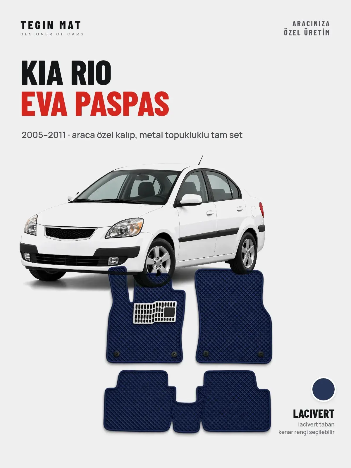 Kia Rio EVA Oto Paspas Tam Set (2005–2011) Lacivert – Araca Özel Kalıp (1)