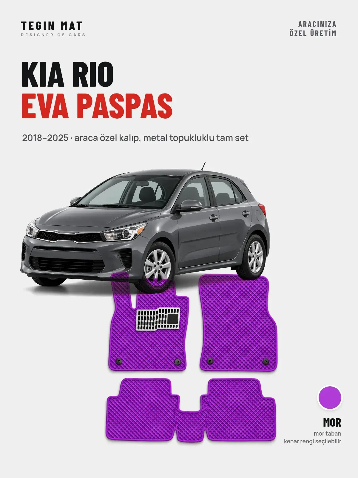 Kia Rio EVA Oto Paspas Tam Set (2018–2025) Mor – Araca Özel Kalıp (1)