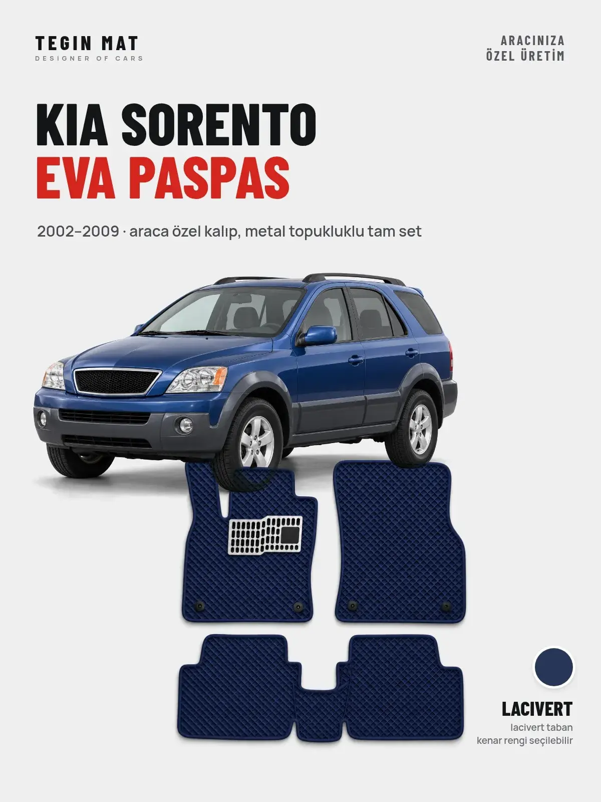 Kia Sorento EVA Oto Paspas Tam Set (2002–2009) Lacivert – Araca Özel Kalıp (1)