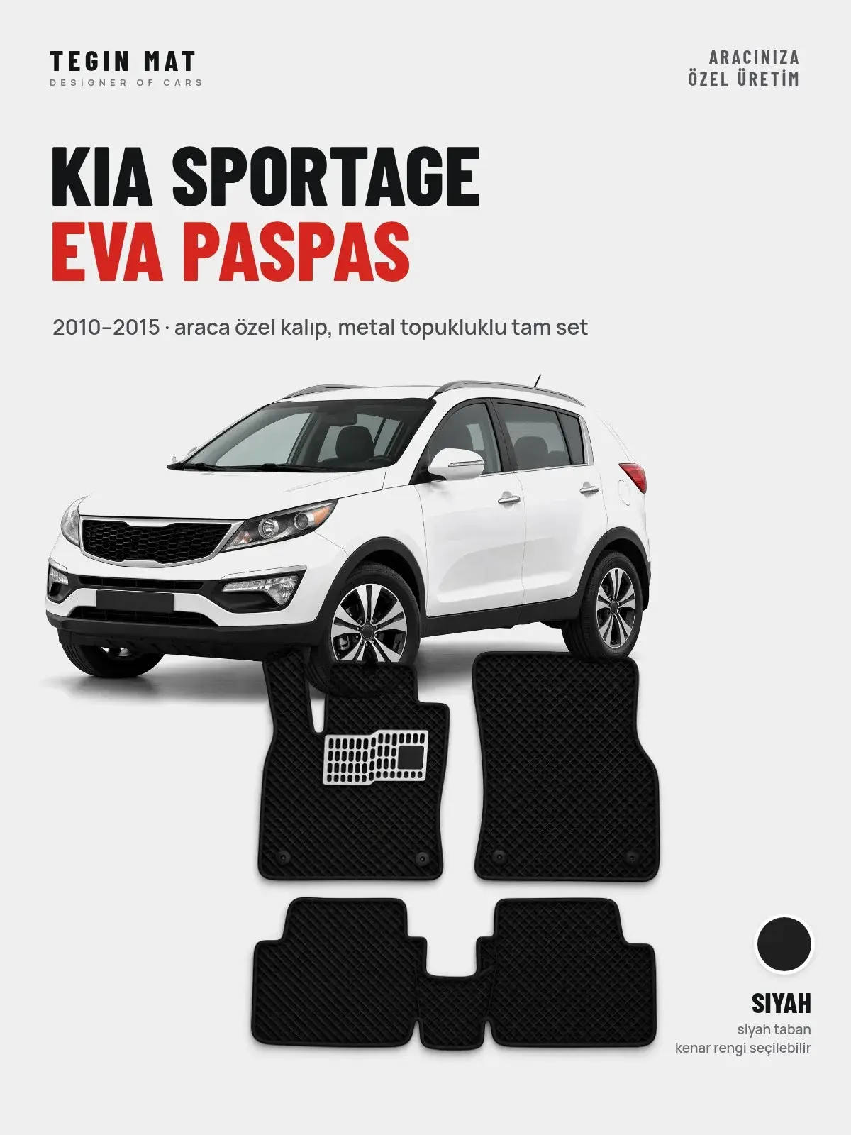 Kia Sportage EVA Oto Paspas Tam Set (2010–2015) Siyah – Araca Özel Kalıp (1)
