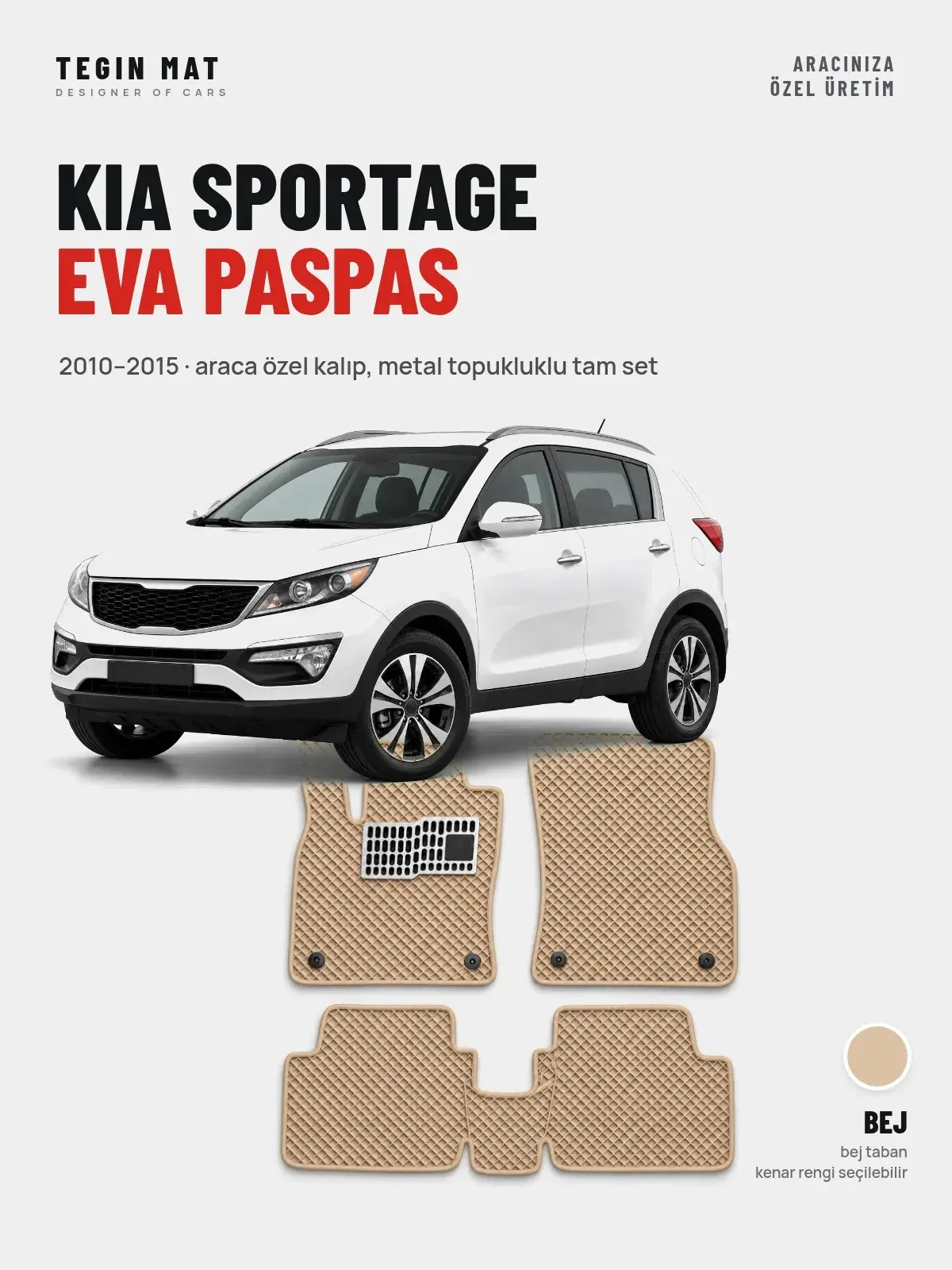Kia Sportage EVA Oto Paspas Tam Set (2010–2015) Bej – Araca Özel Kalıp (1)