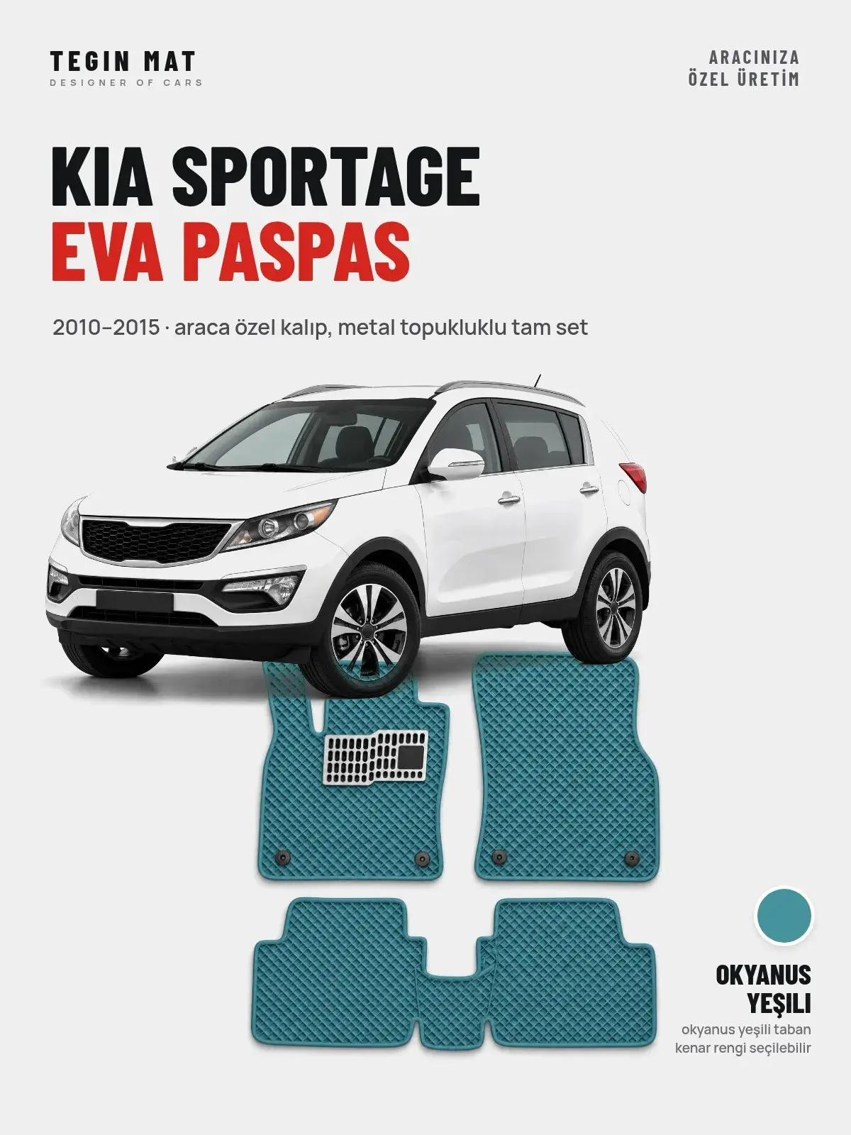 Kia Sportage EVA Oto Paspas Tam Set (2010–2015) Okyanus Yeşili – Araca Özel Kalıp (1)