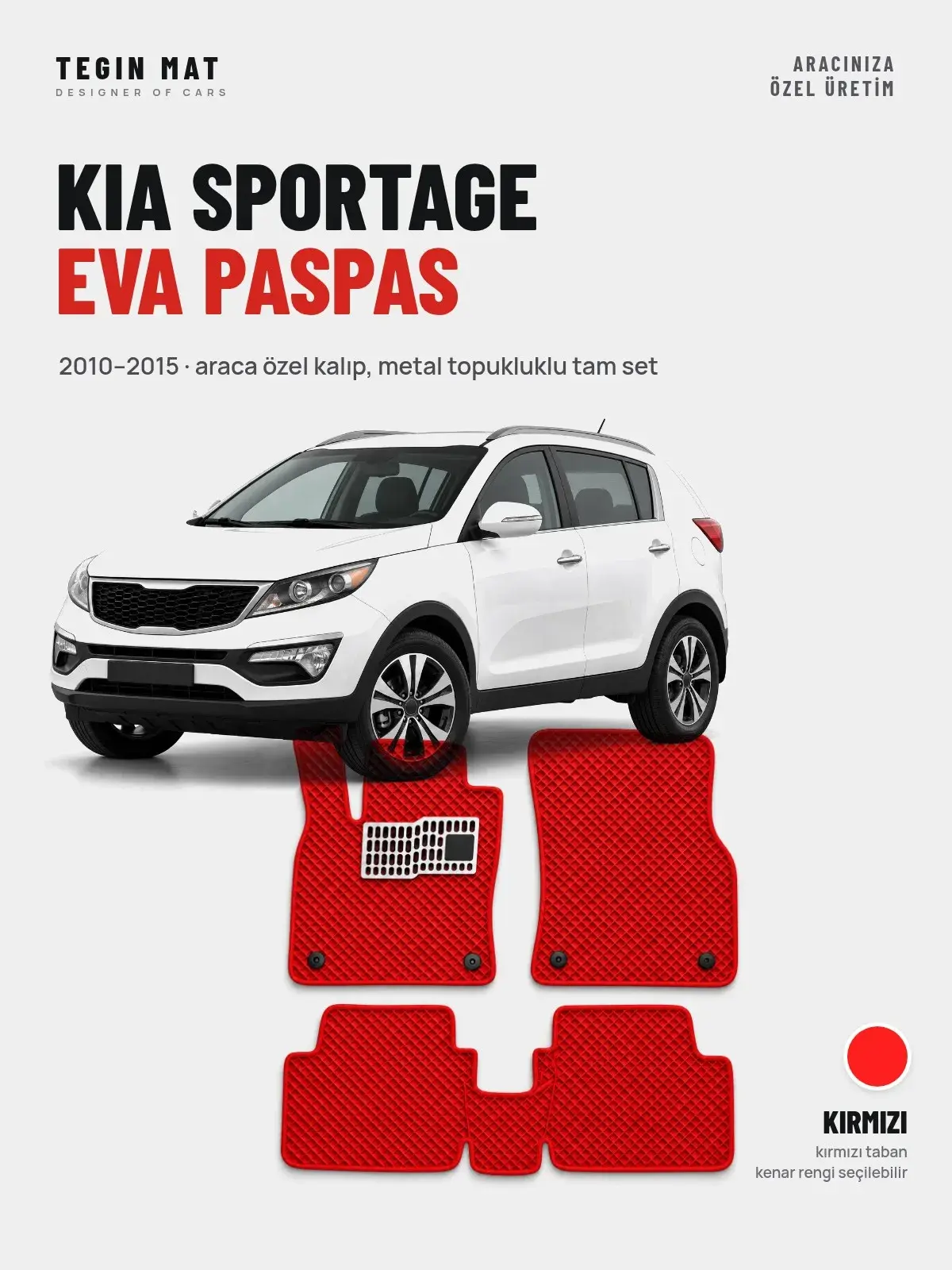 Kia Sportage EVA Oto Paspas Tam Set (2010–2015) Kırmızı – Araca Özel Kalıp (1)