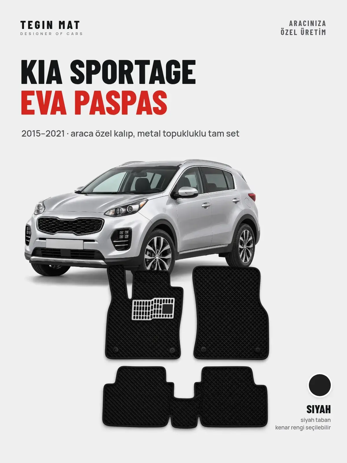 Kia Sportage EVA Oto Paspas Tam Set (2015–2021) Siyah – Araca Özel Kalıp (1)