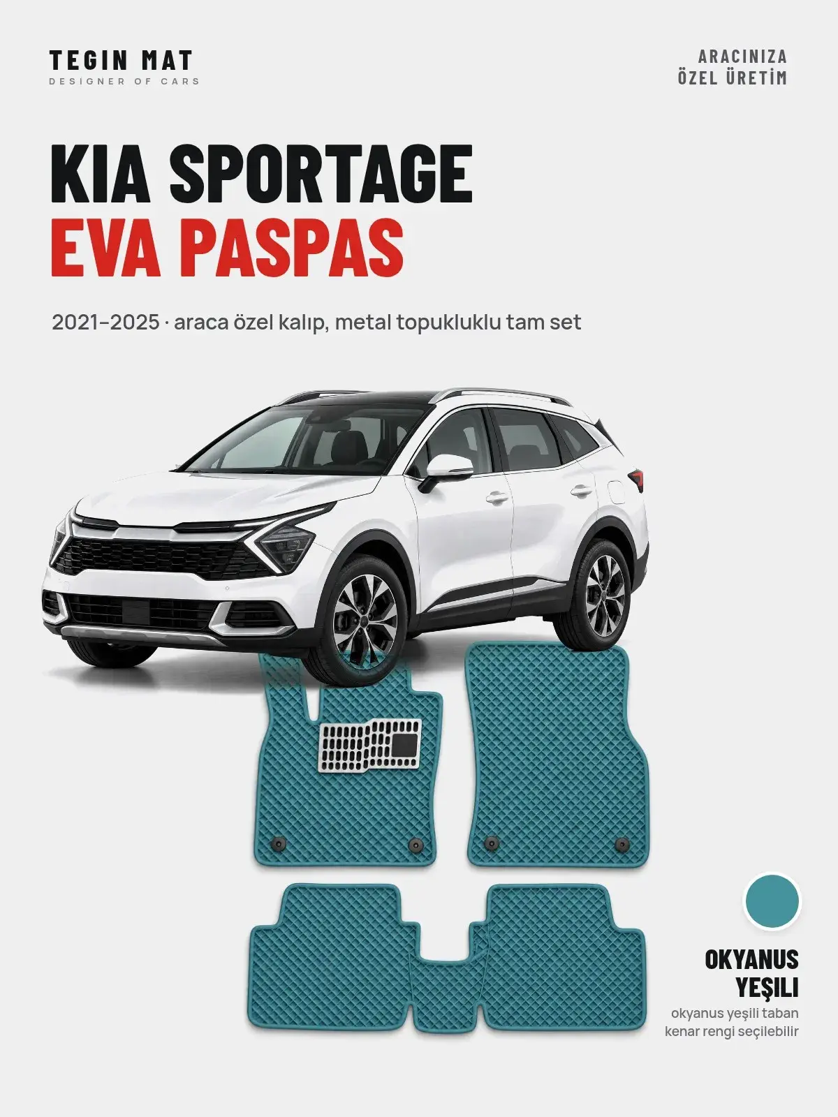 Kia Sportage EVA Oto Paspas Tam Set (2021–2025) Okyanus Yeşili – Araca Özel Kalıp (1)