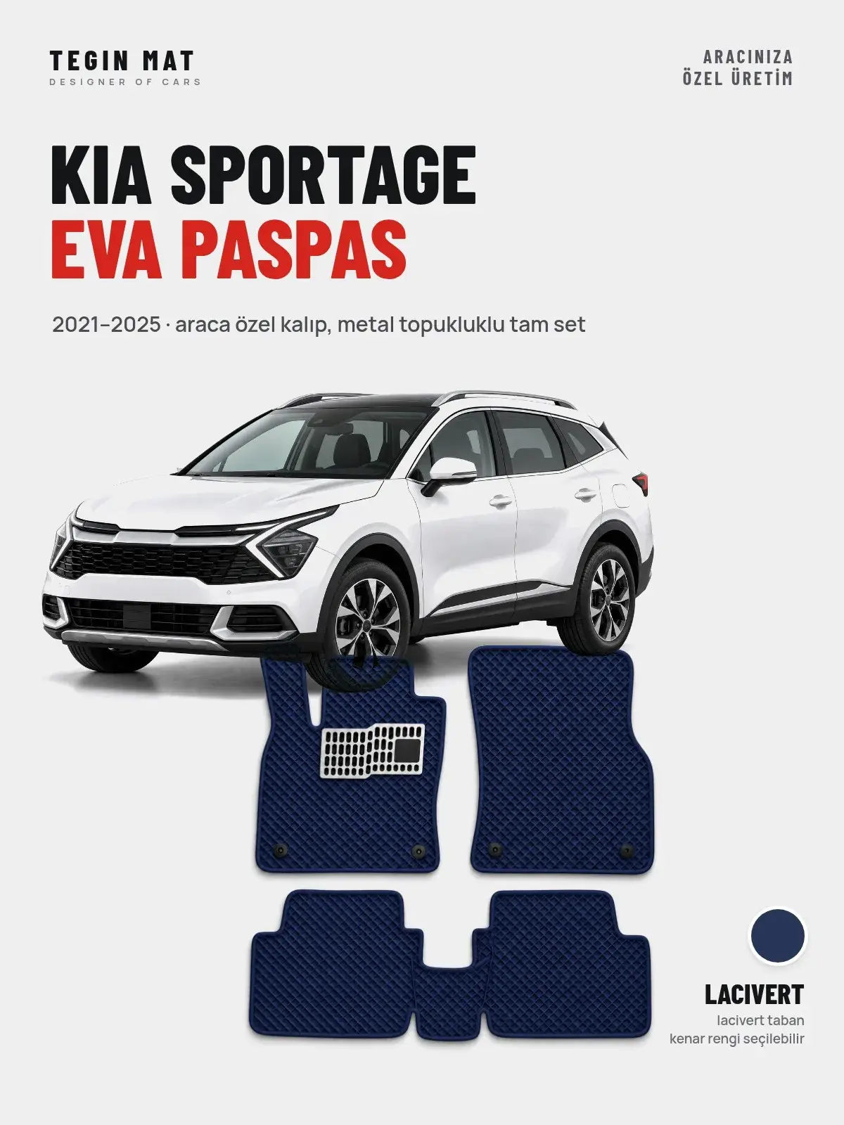 Kia Sportage EVA Oto Paspas Tam Set (2021–2025) Lacivert – Araca Özel Kalıp (1)