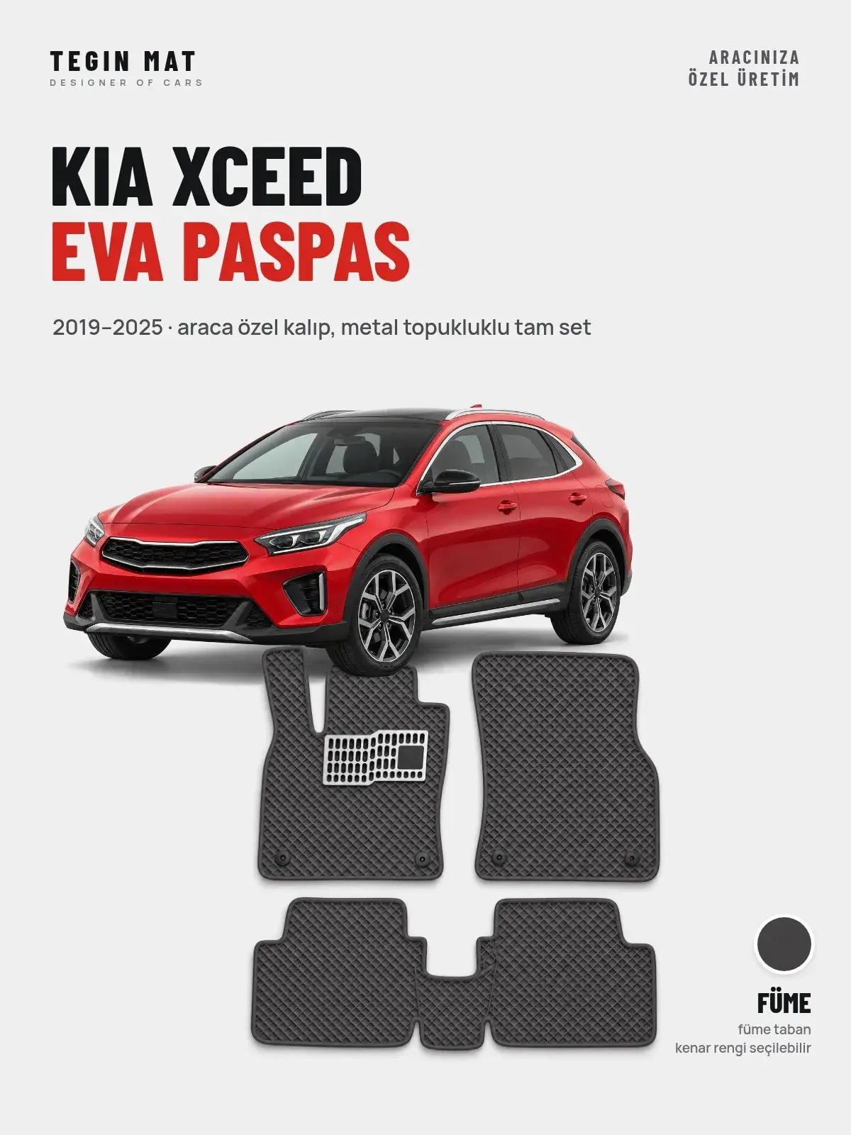 Kia XCeed EVA Oto Paspas Tam Set (2019–2025) Füme – Araca Özel Kalıp (1)