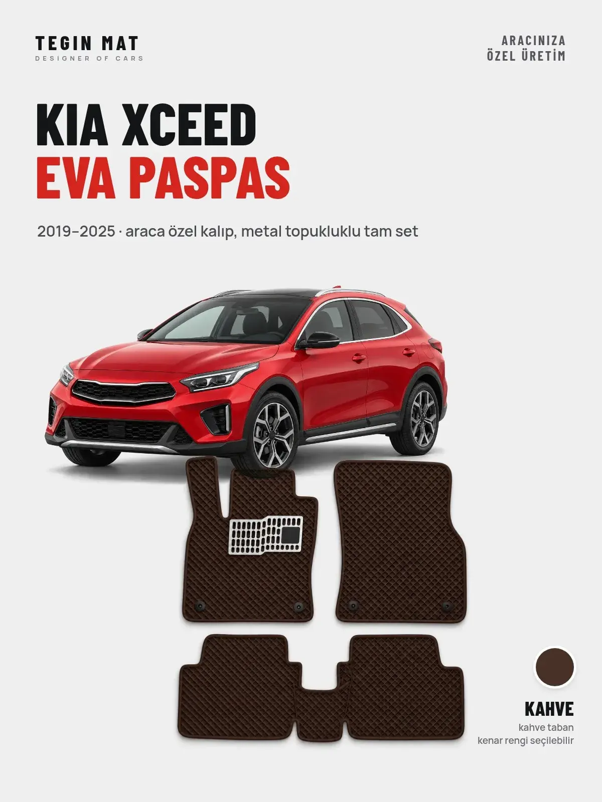 Kia XCeed EVA Oto Paspas Tam Set (2019–2025) Kahve – Araca Özel Kalıp (1)