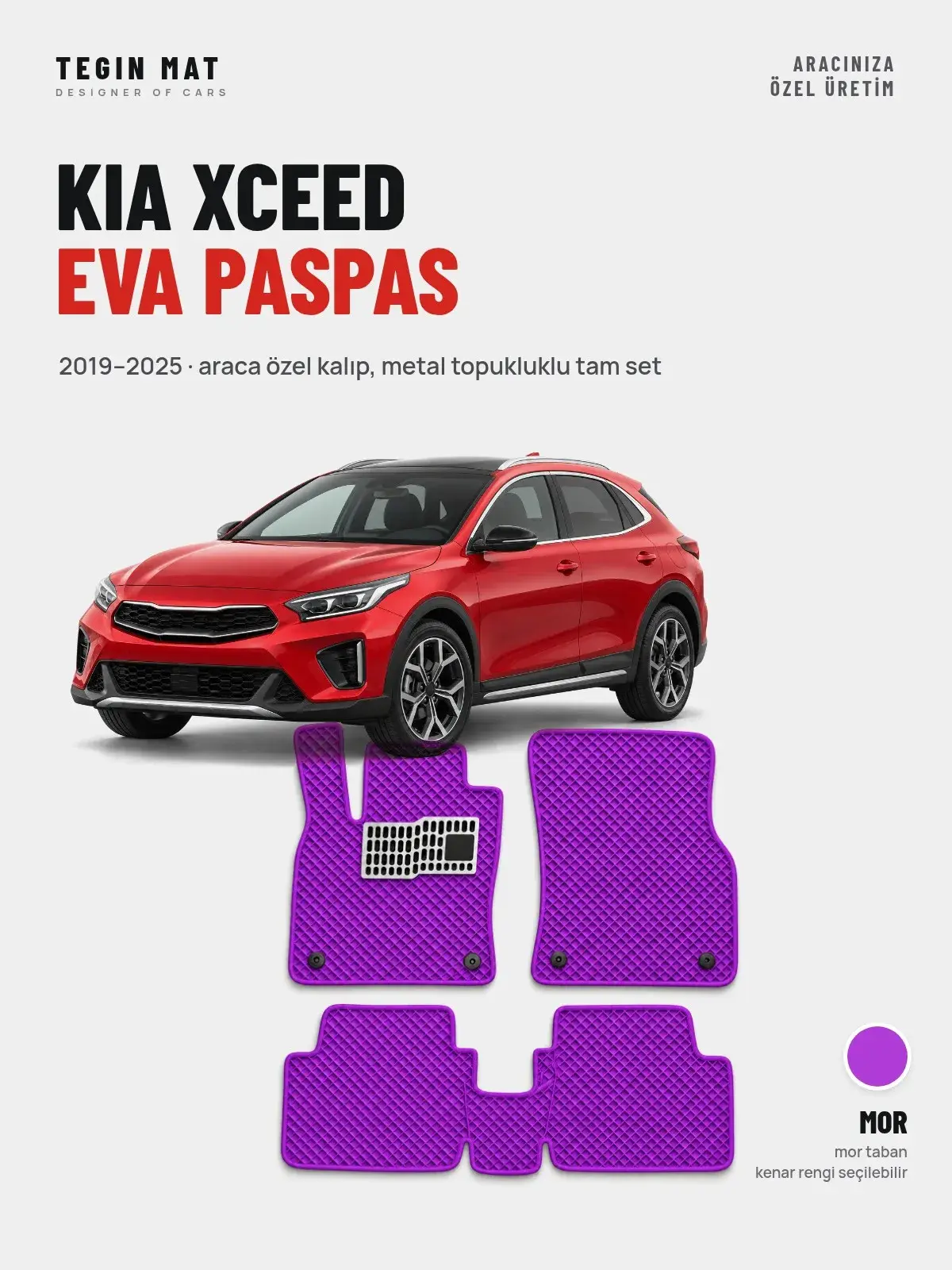 Kia XCeed EVA Oto Paspas Tam Set (2019–2025) Mor – Araca Özel Kalıp (1)