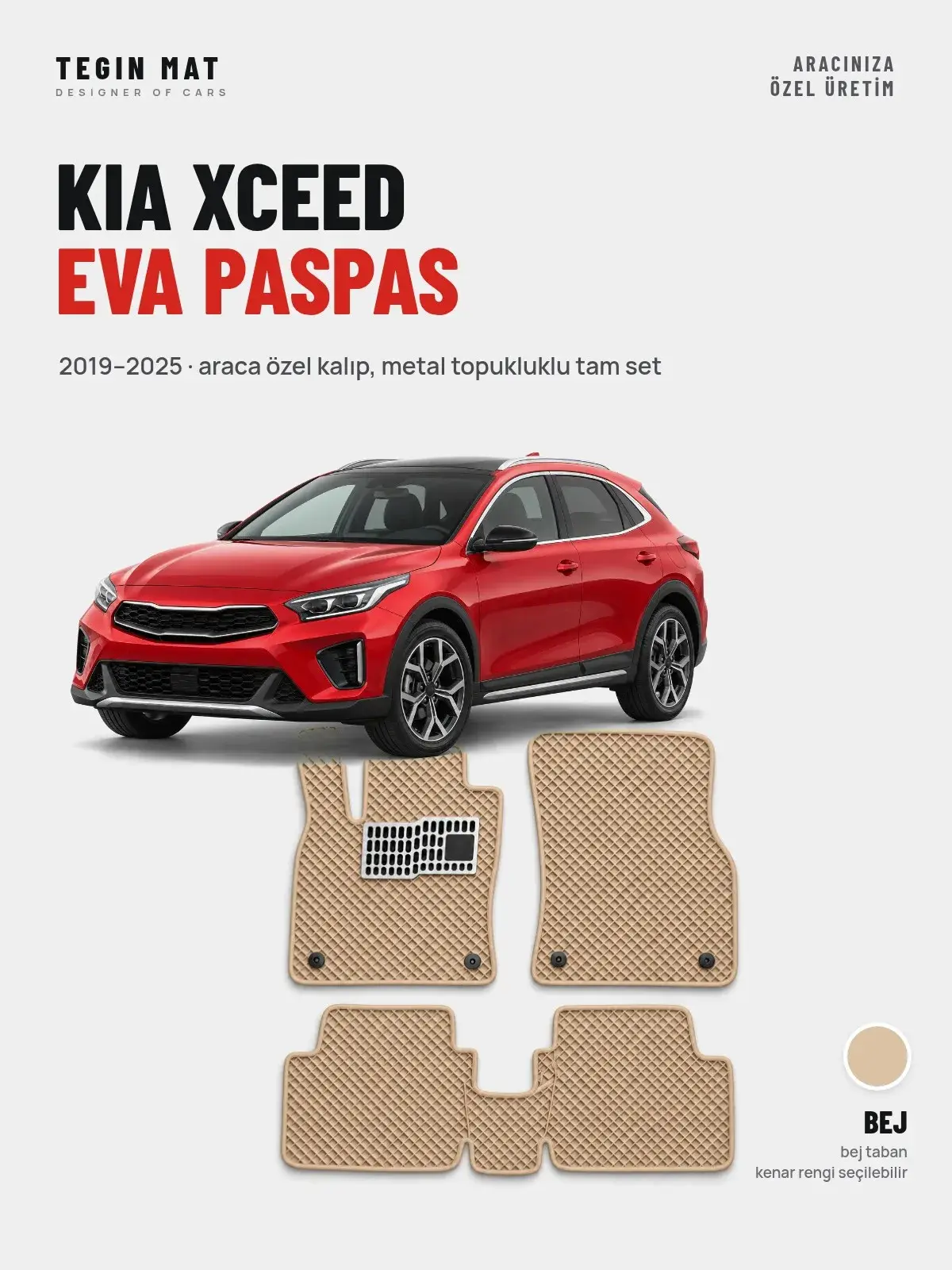 Kia XCeed EVA Oto Paspas Tam Set (2019–2025) Bej – Araca Özel Kalıp (1)