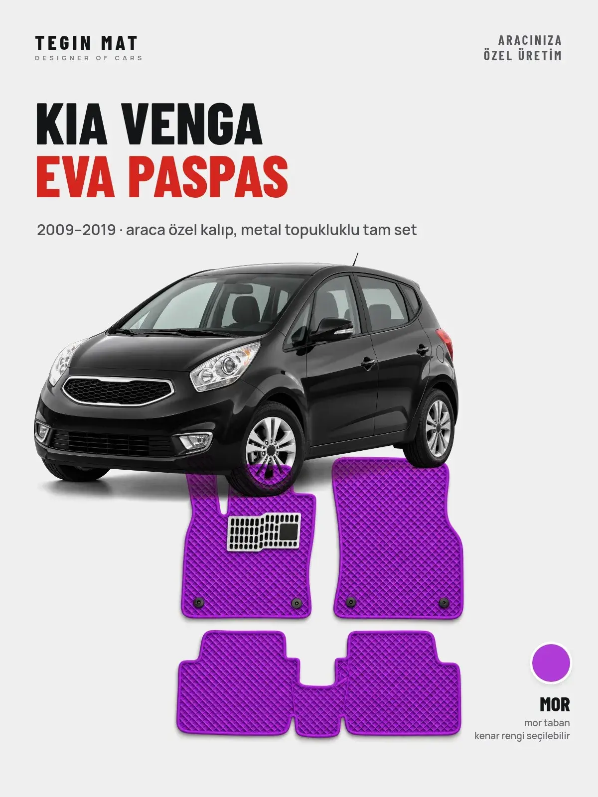 Kia Venga EVA Oto Paspas Tam Set (2009–2019) Mor – Araca Özel Kalıp (1)