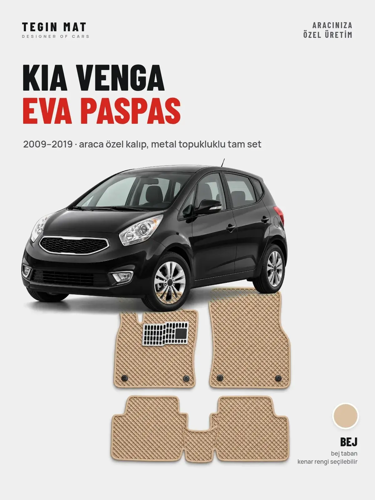 Kia Venga EVA Oto Paspas Tam Set (2009–2019) Bej – Araca Özel Kalıp (1)