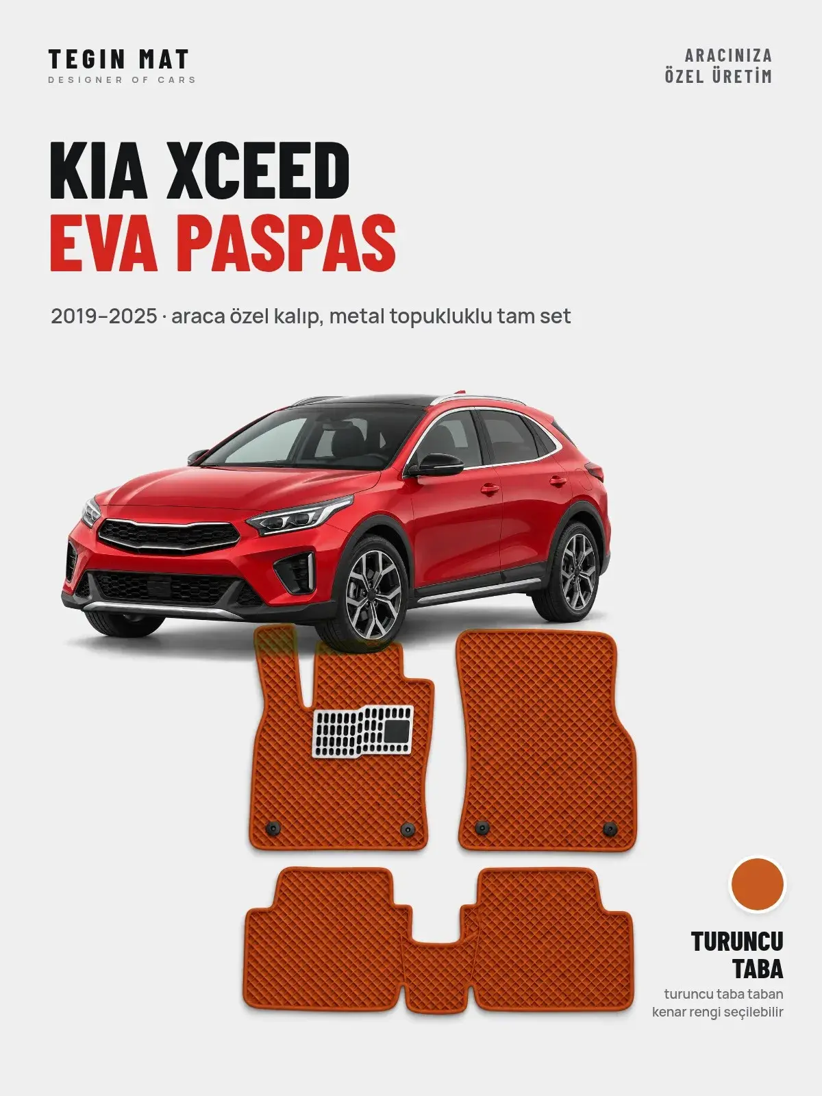 Kia XCeed EVA Oto Paspas Tam Set (2019–2025) Turuncu Taba – Araca Özel Kalıp (1)