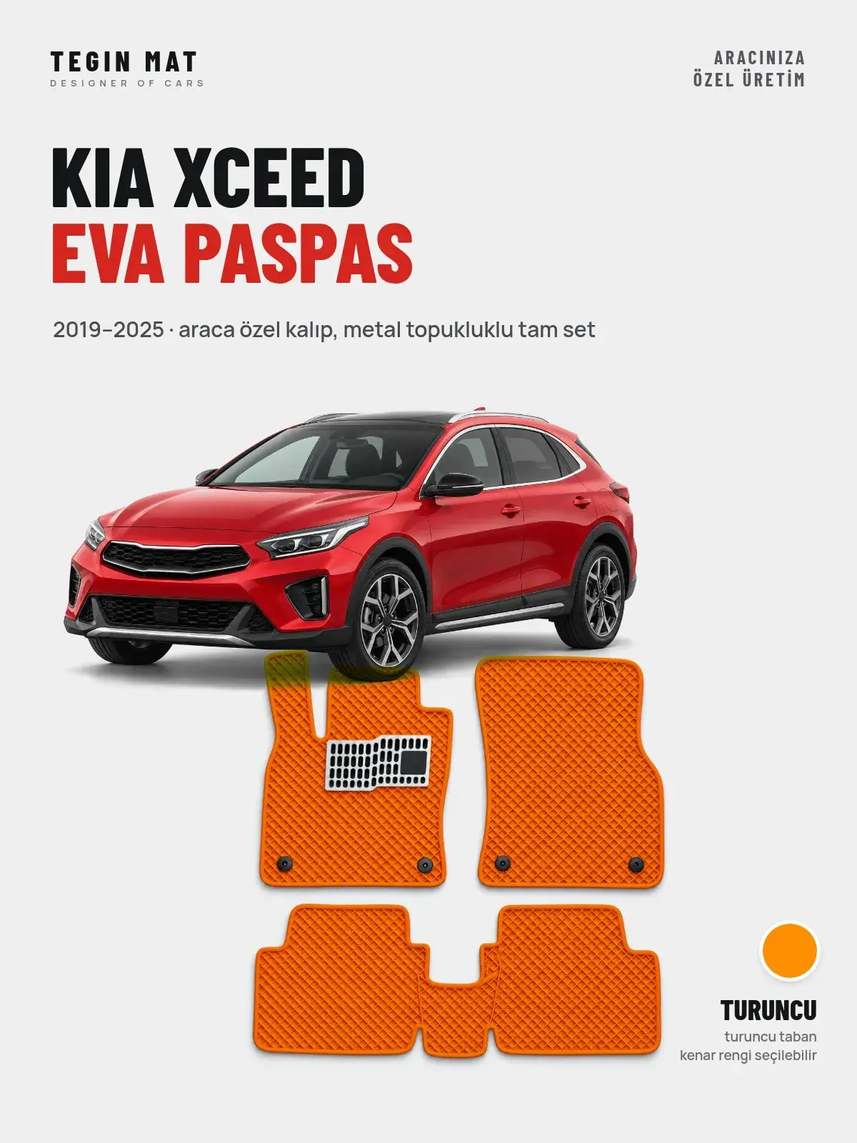 Kia XCeed EVA Oto Paspas Tam Set (2019–2025) Turuncu – Araca Özel Kalıp (1)