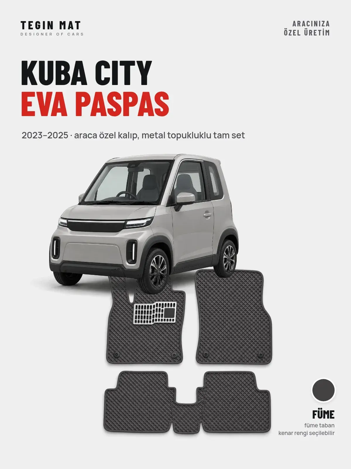 Kuba City EVA Oto Paspas Tam Set (2023–2025) Füme – Araca Özel Kalıp (1)