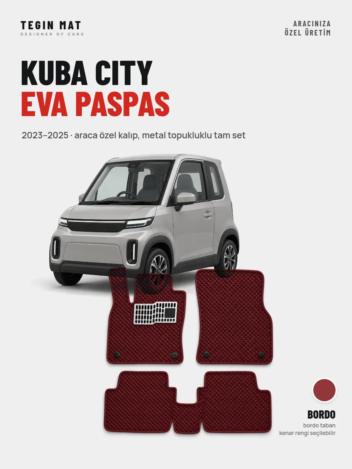 Kuba City EVA Oto Paspas Tam Set (2023–2025) Bordo – Araca Özel Kalıp (1)