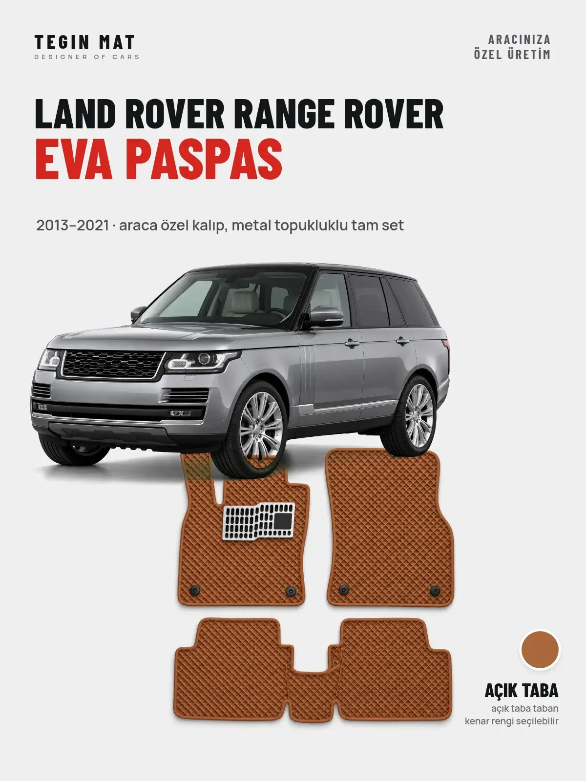 Land Rover Range Rover EVA Oto Paspas Tam Set (2013–2021) Açık Taba – Araca Özel Kalıp (1)