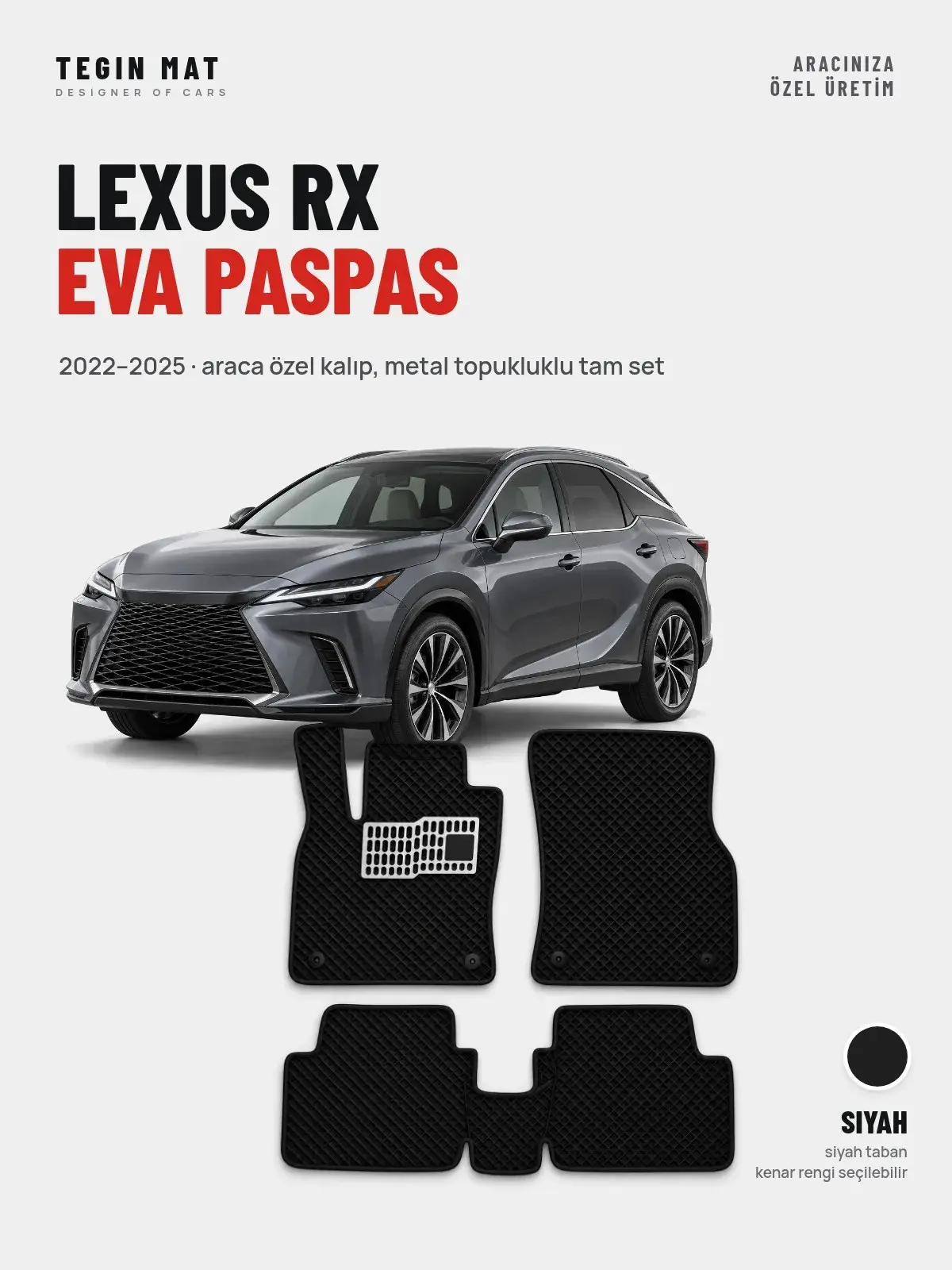 Lexus RX EVA Oto Paspas Tam Set (2022–2025) Siyah – Araca Özel Kalıp (1)