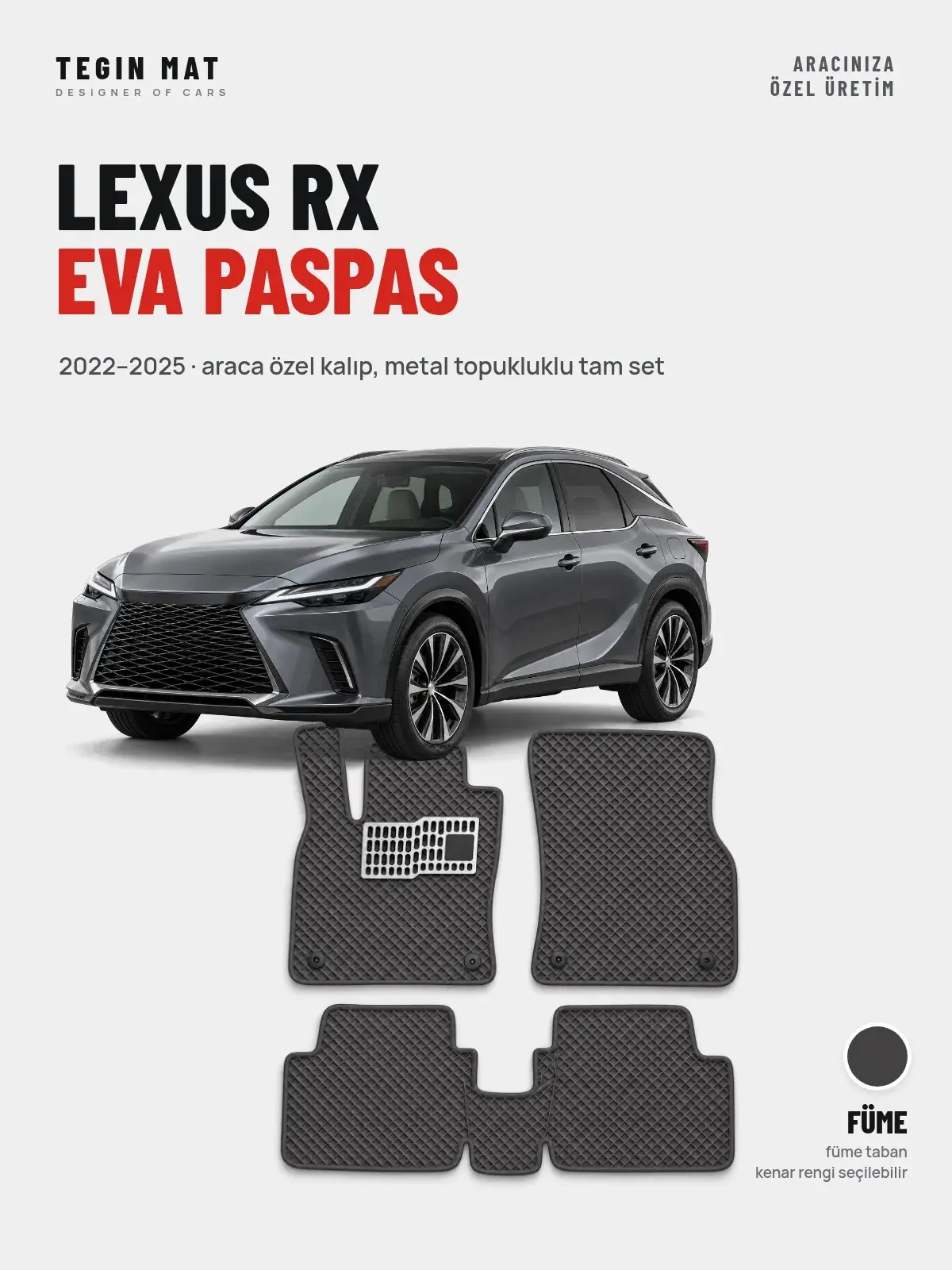 Lexus RX EVA Oto Paspas Tam Set (2022–2025) Füme – Araca Özel Kalıp (1)