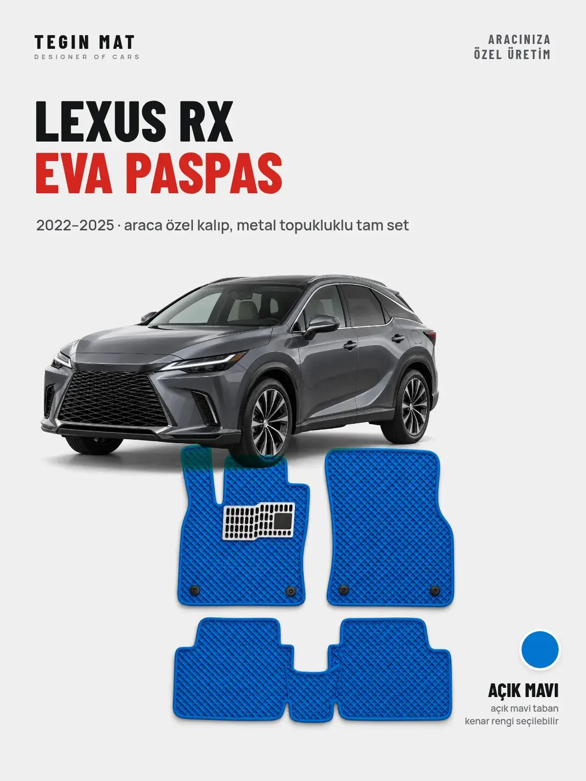Lexus RX EVA Oto Paspas Tam Set (2022–2025) Açık Mavi – Araca Özel Kalıp (1)