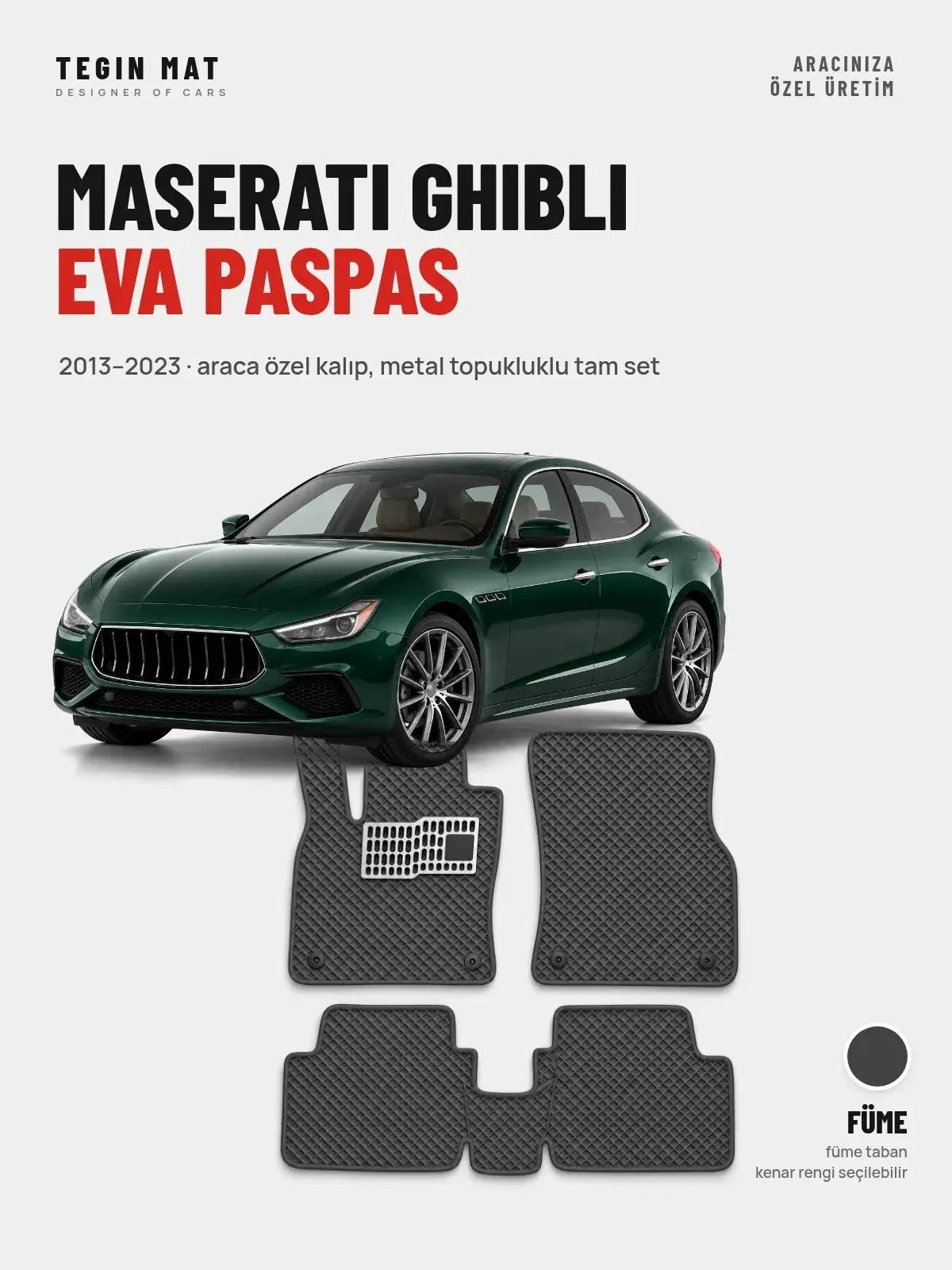 Maserati Ghibli EVA Oto Paspas Tam Set (2013–2023) Füme – Araca Özel Kalıp (1)