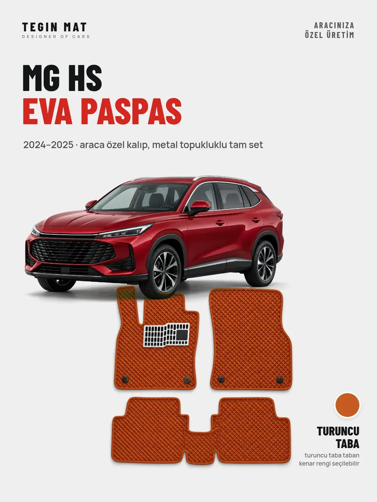 MG HS EVA Oto Paspas Tam Set (2024–2025) Turuncu Taba – Araca Özel Kalıp (1)