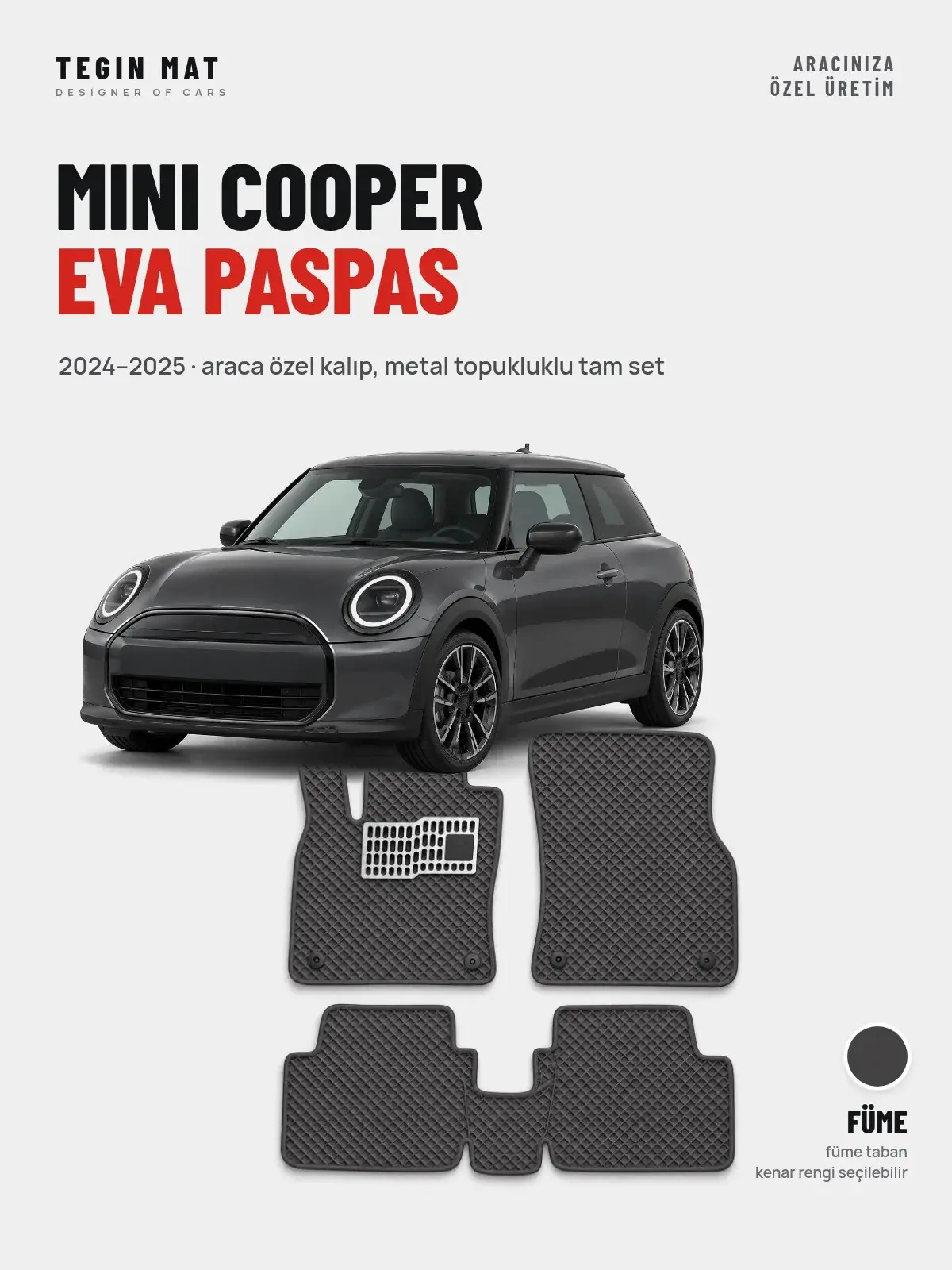 Mini Cooper EVA Oto Paspas Tam Set (2024–2025) Füme – Araca Özel Kalıp (1)