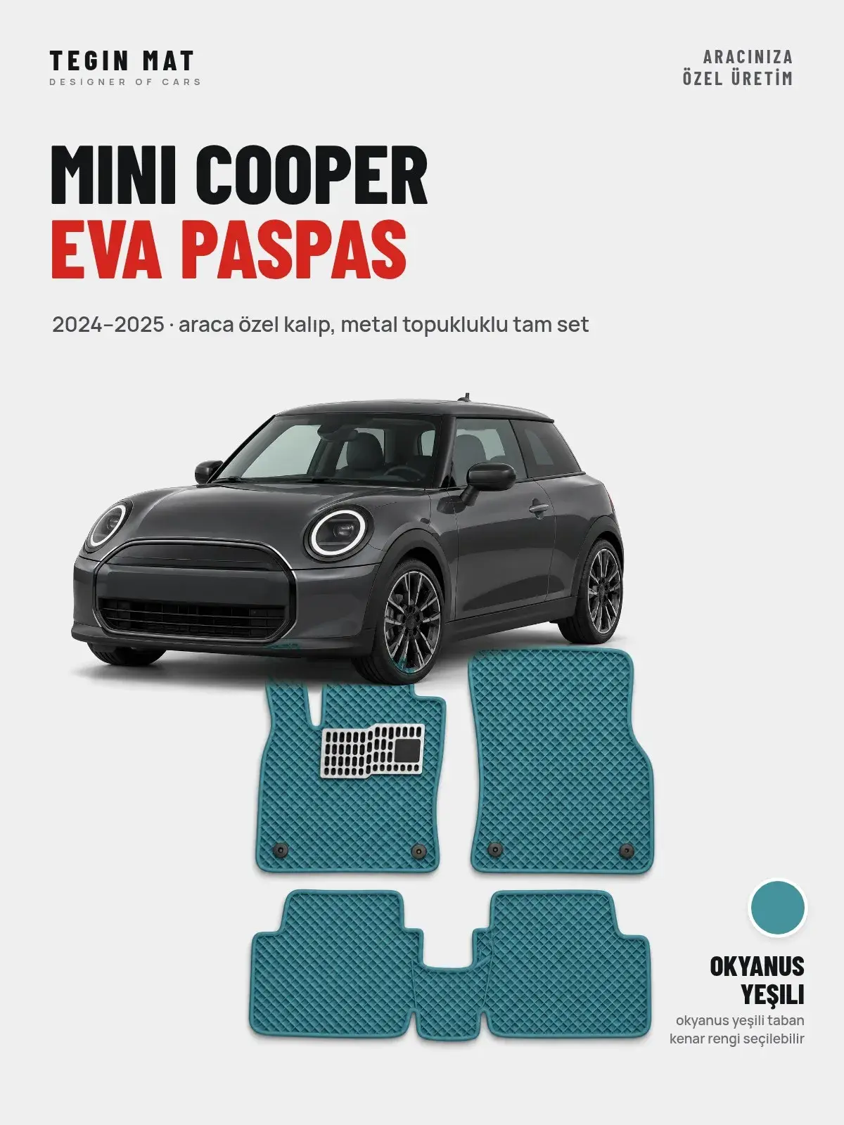 Mini Cooper EVA Oto Paspas Tam Set (2024–2025) Okyanus Yeşili – Araca Özel Kalıp (1)