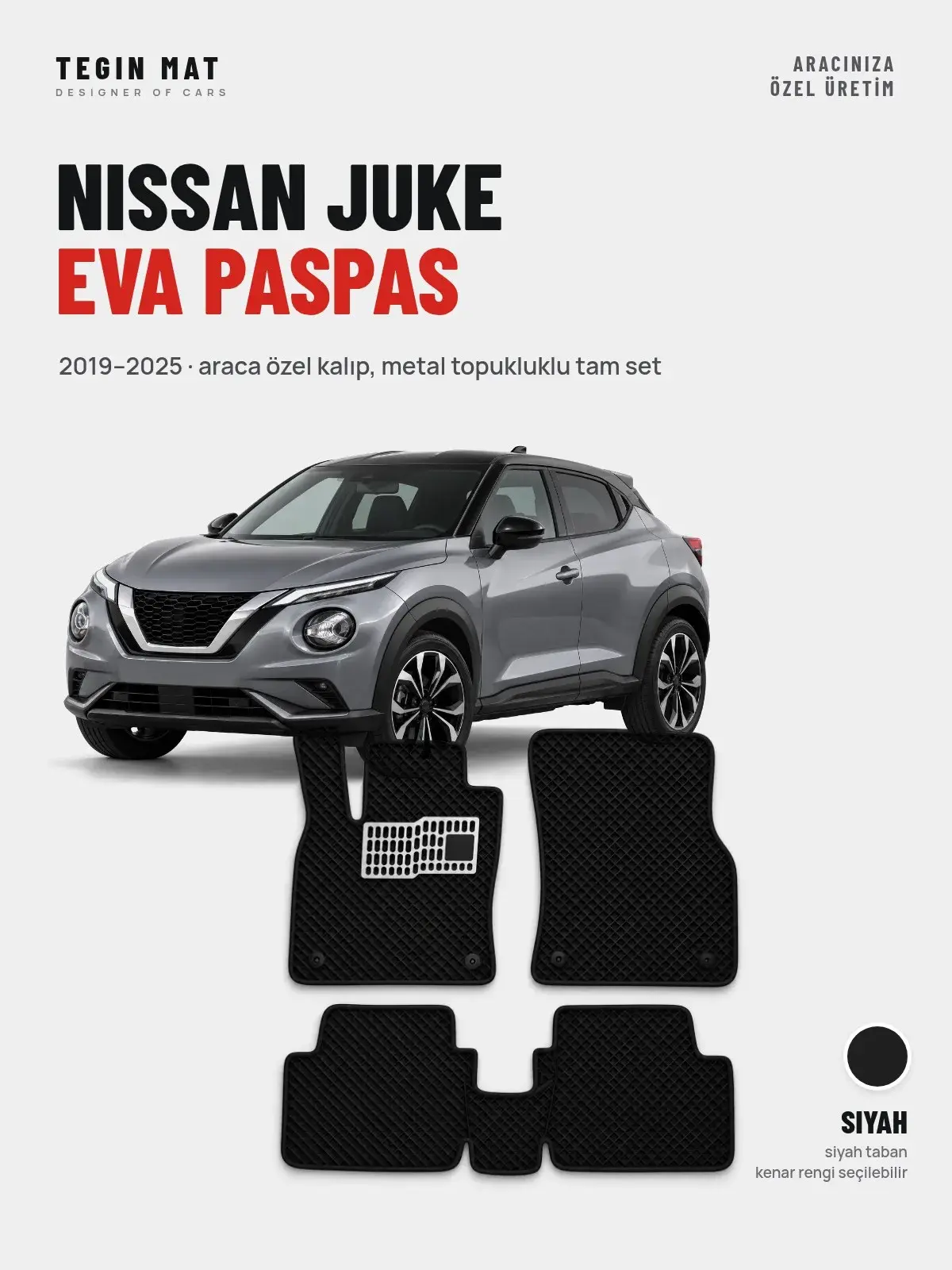 Nissan Juke EVA Oto Paspas Tam Set (2019–2025) Siyah – Araca Özel Kalıp (1)
