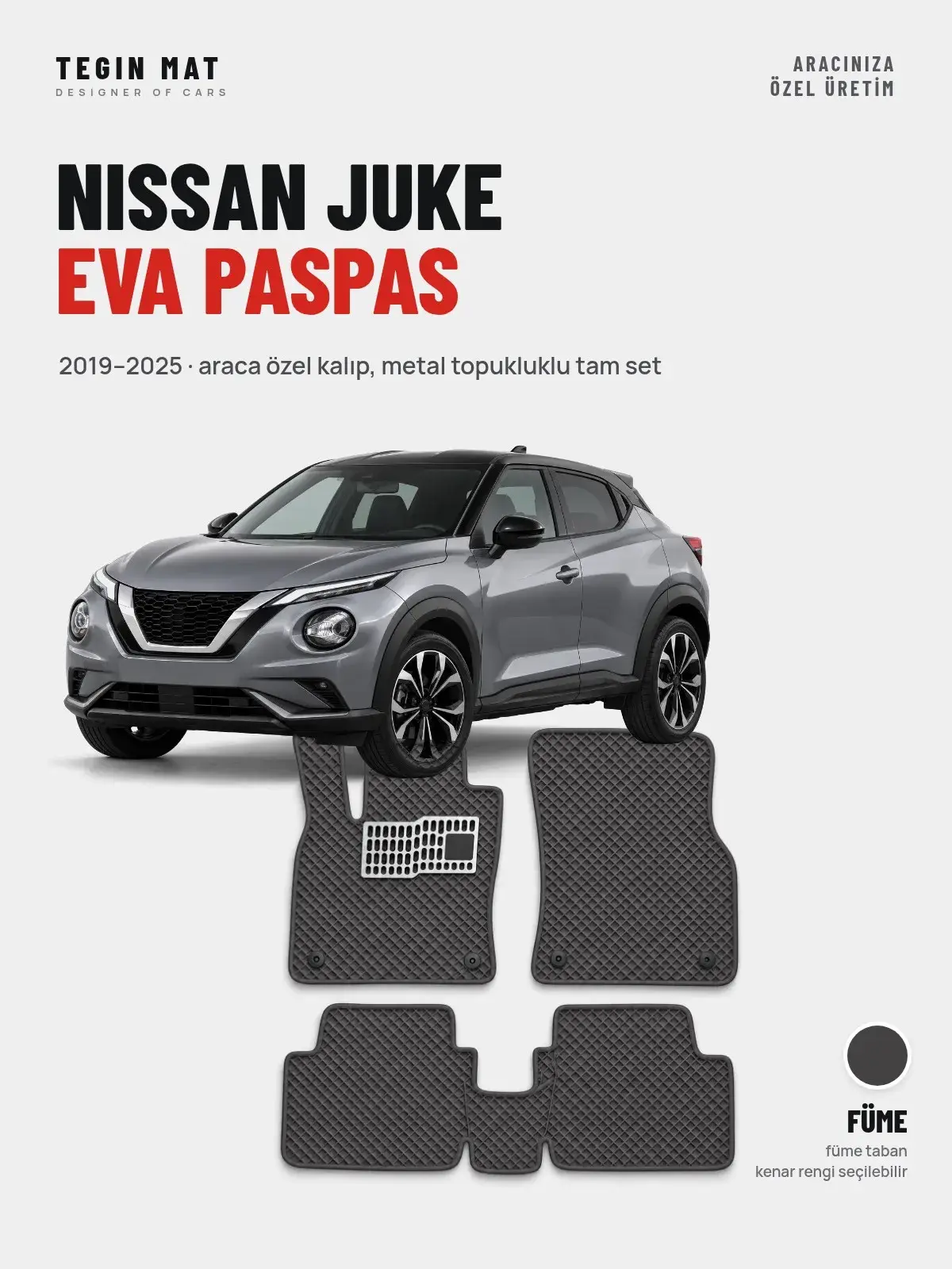 Nissan Juke EVA Oto Paspas Tam Set (2019–2025) Füme – Araca Özel Kalıp (1)