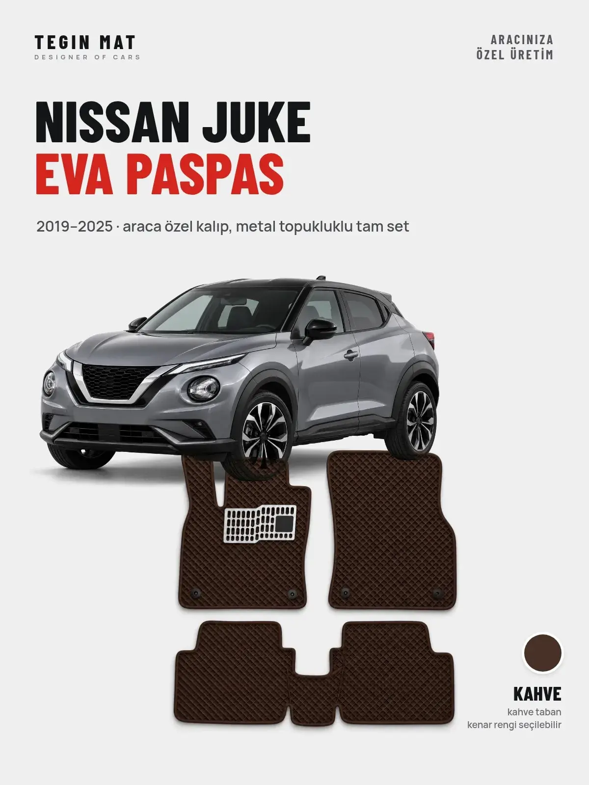 Nissan Juke EVA Oto Paspas Tam Set (2019–2025) Kahve – Araca Özel Kalıp (1)