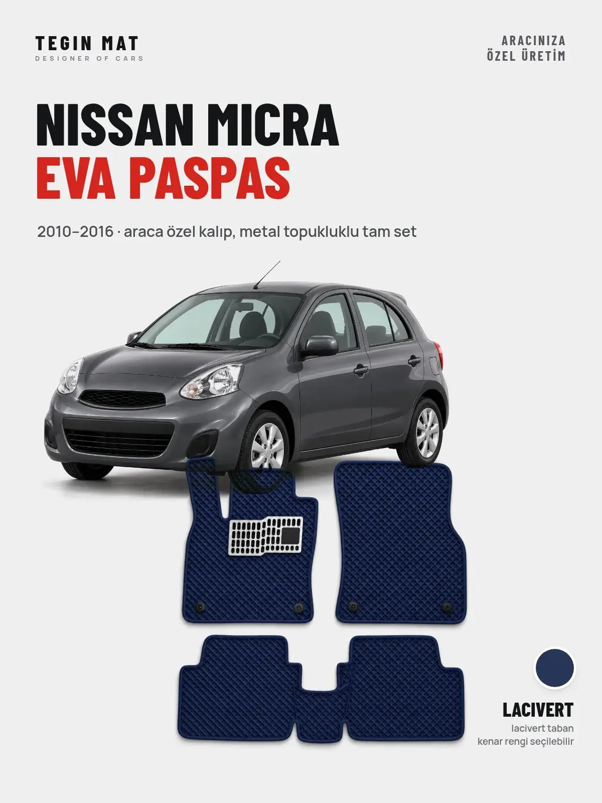 Nissan Micra EVA Oto Paspas Tam Set (2010–2016) Lacivert – Araca Özel Kalıp (1)