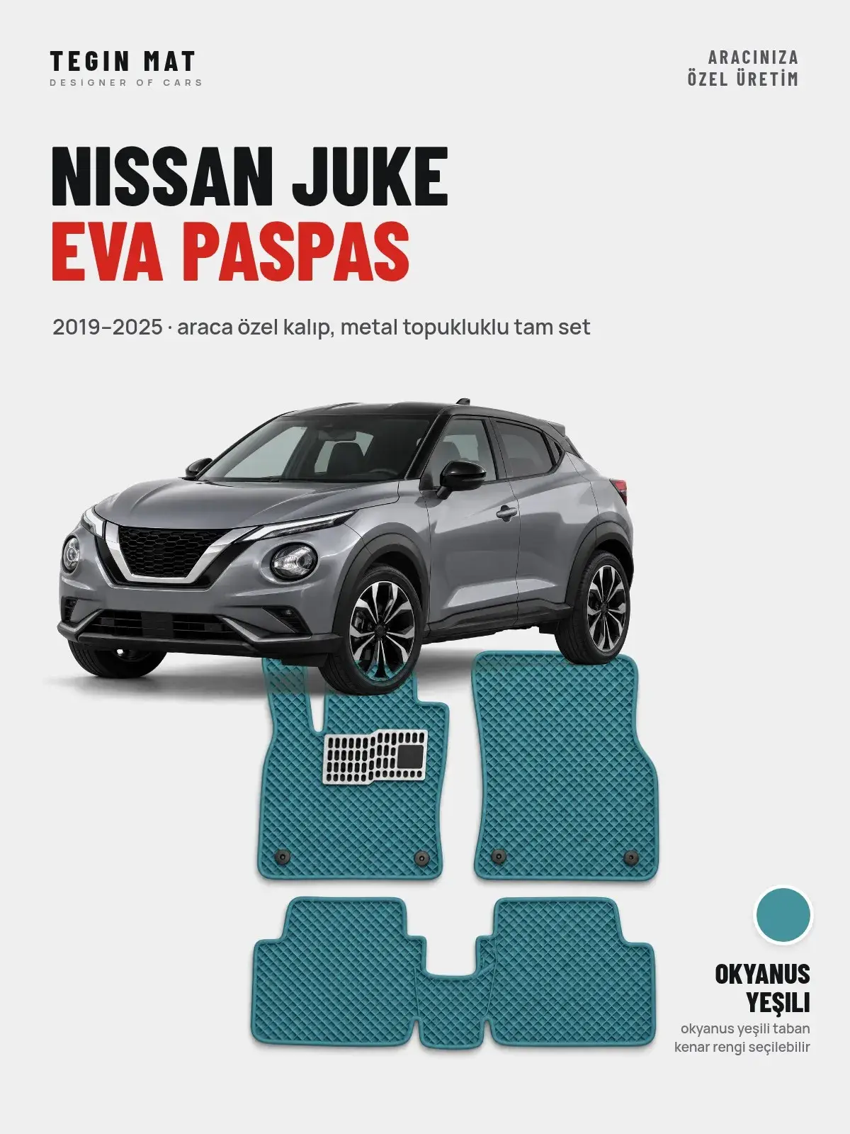 Nissan Juke EVA Oto Paspas Tam Set (2019–2025) Okyanus Yeşili – Araca Özel Kalıp (1)